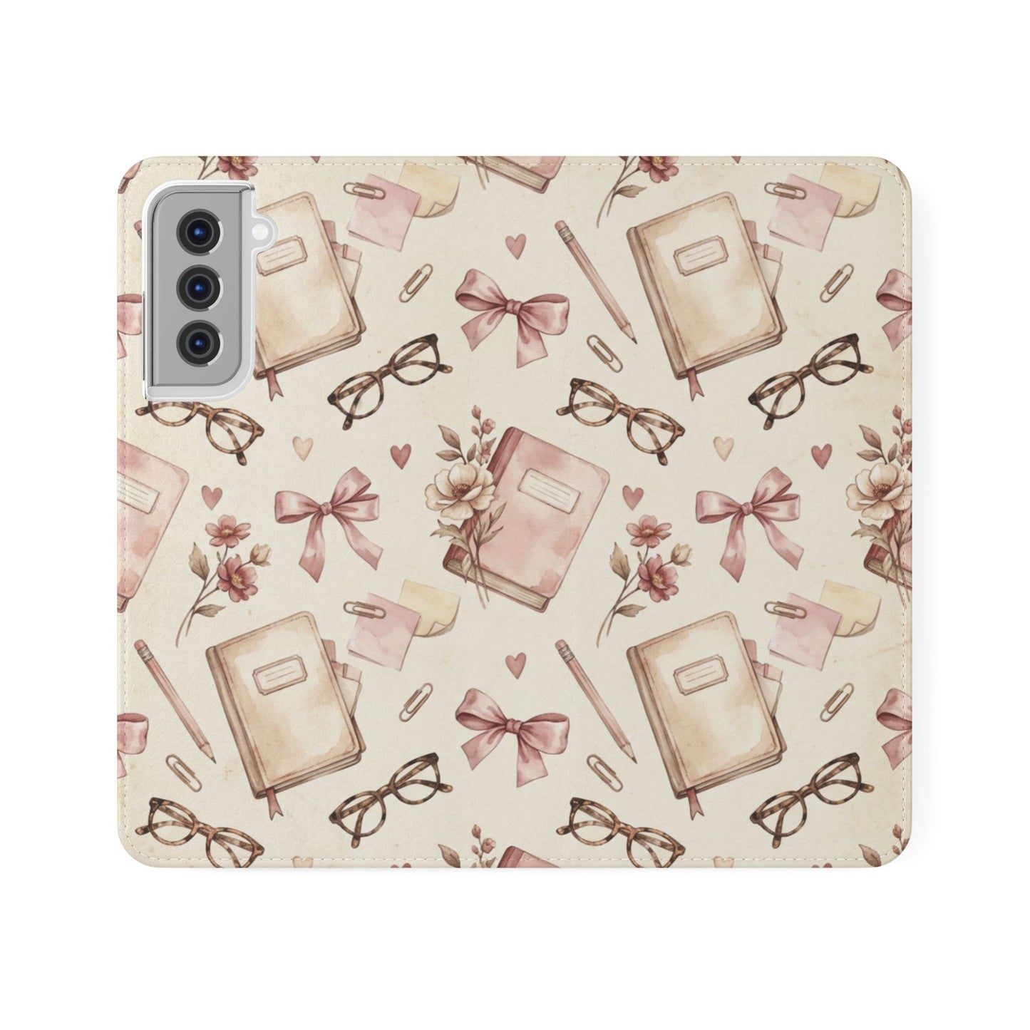 Vintage Tea & Books Flip Phone Case