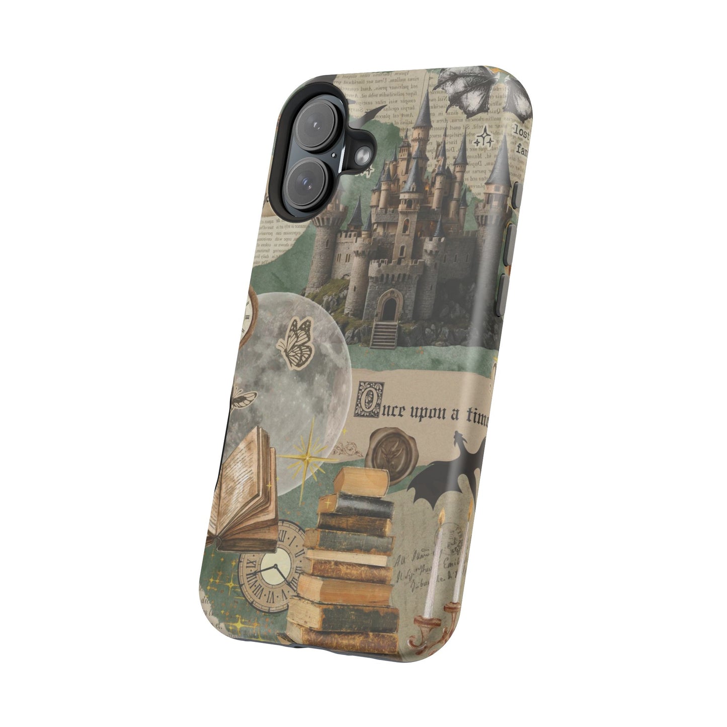Magical Library Phone Case — Magnetic Impact-Resistant Cover with Castle & Books Collage