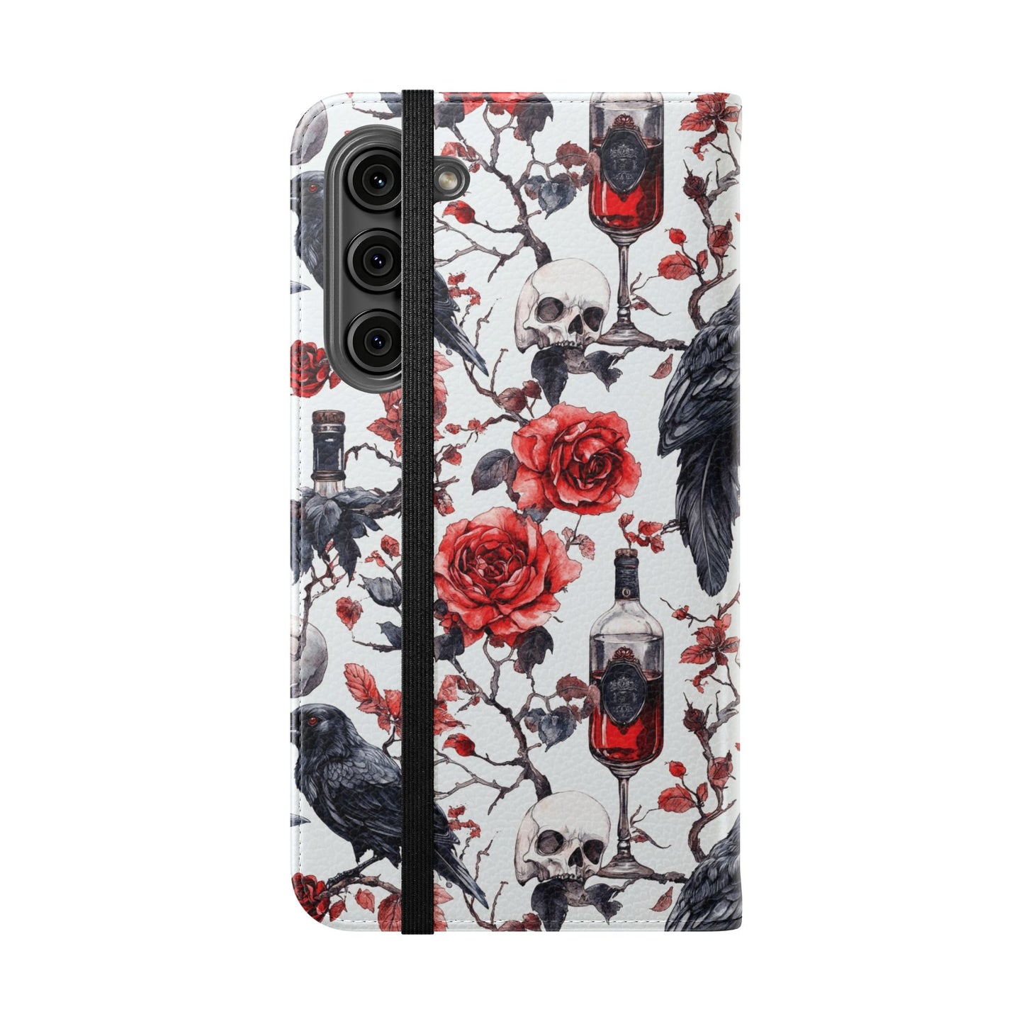 Gothic Raven & Rose Flip Phone Case