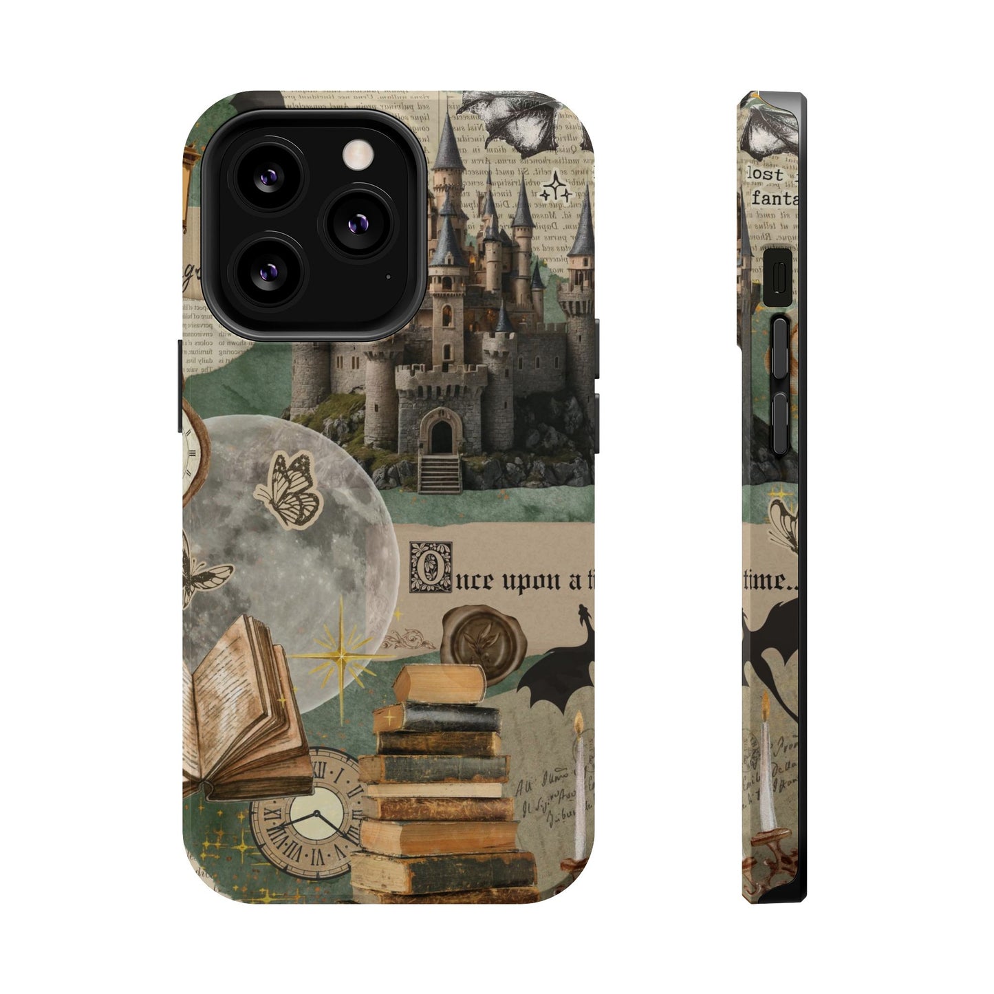 Magical Library Phone Case — Magnetic Impact-Resistant Cover with Castle & Books Collage