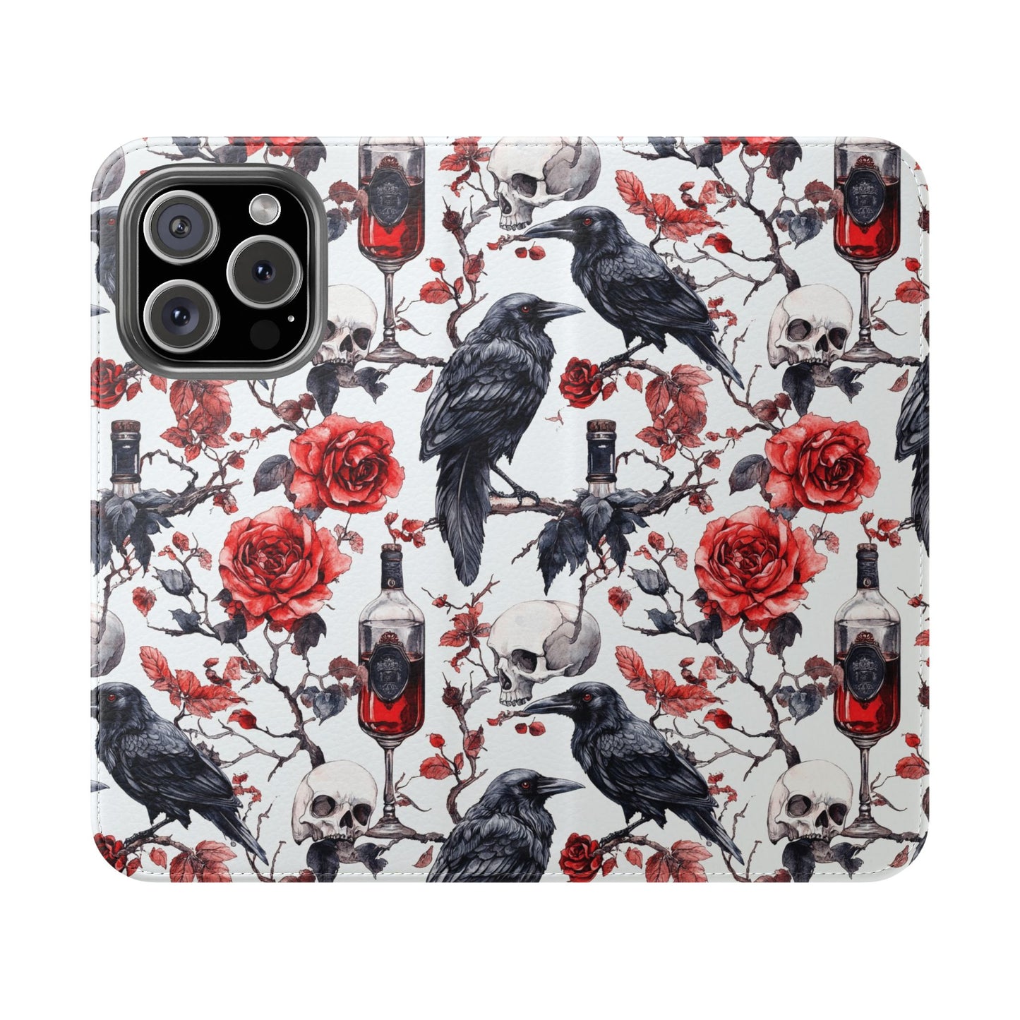 Gothic Raven & Rose Flip Phone Case
