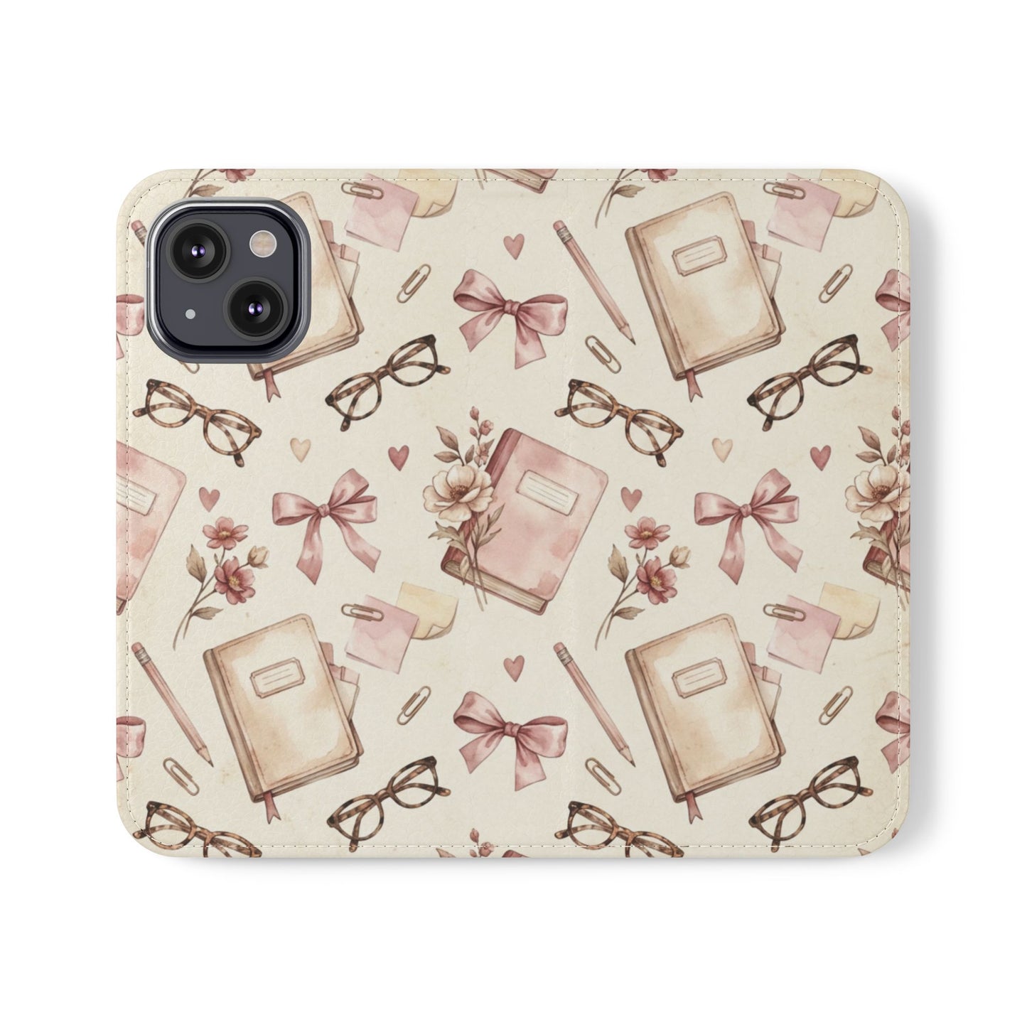 Vintage Tea & Books Flip Phone Case