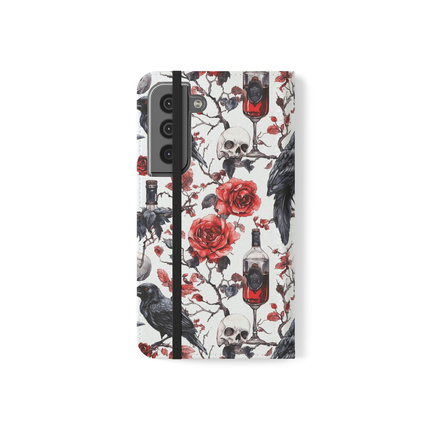 Gothic Raven & Rose Flip Phone Case