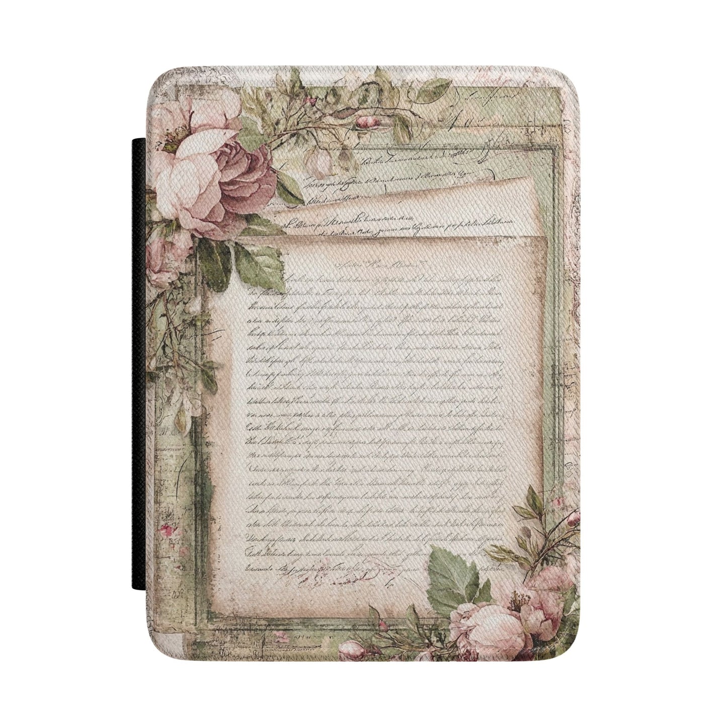 Kindle Case - Vintage Floral Script Protective Cover for eReader