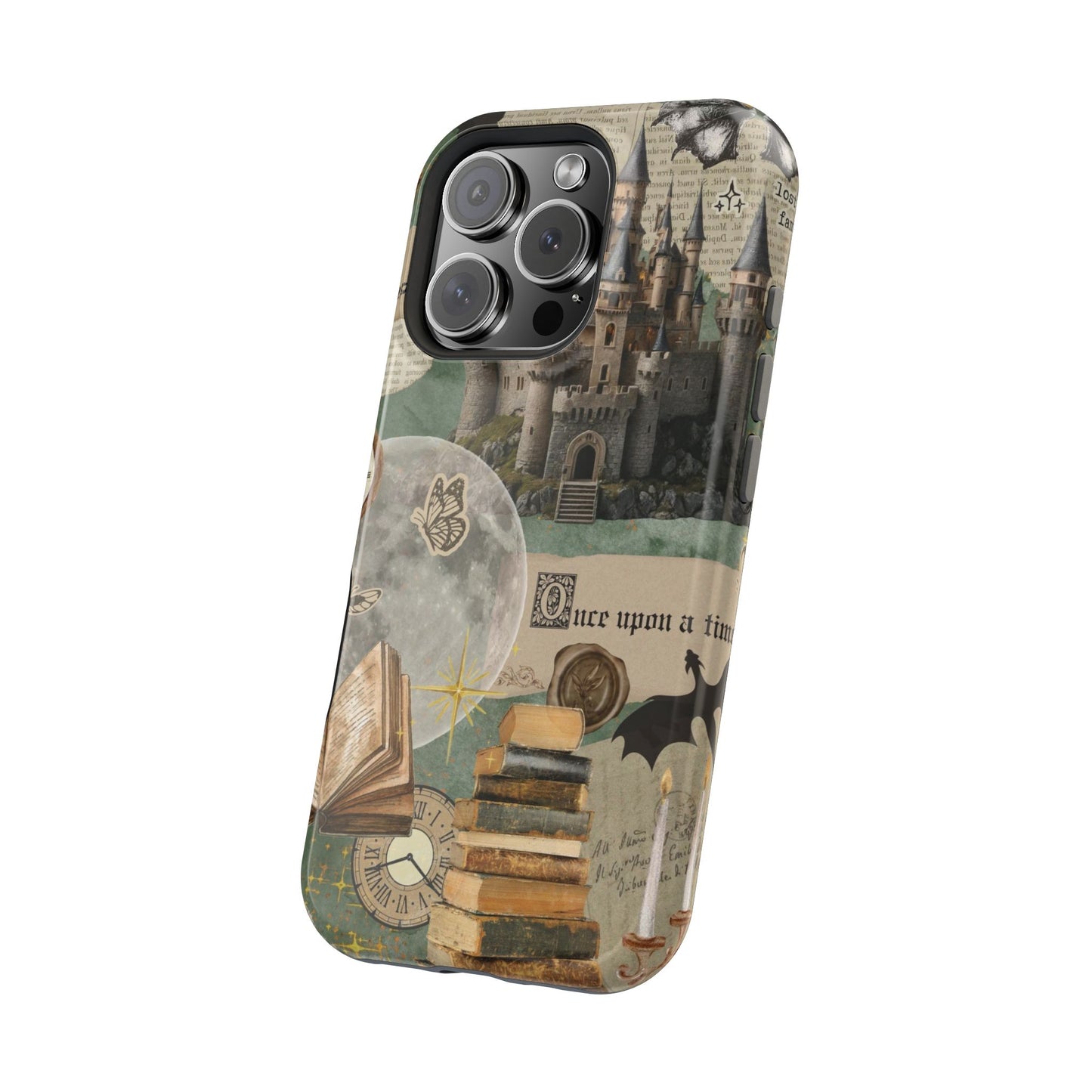Magical Library Phone Case — Magnetic Impact-Resistant Cover with Castle & Books Collage