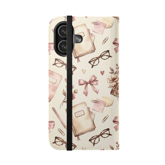 Vintage Tea & Books Flip Phone Case