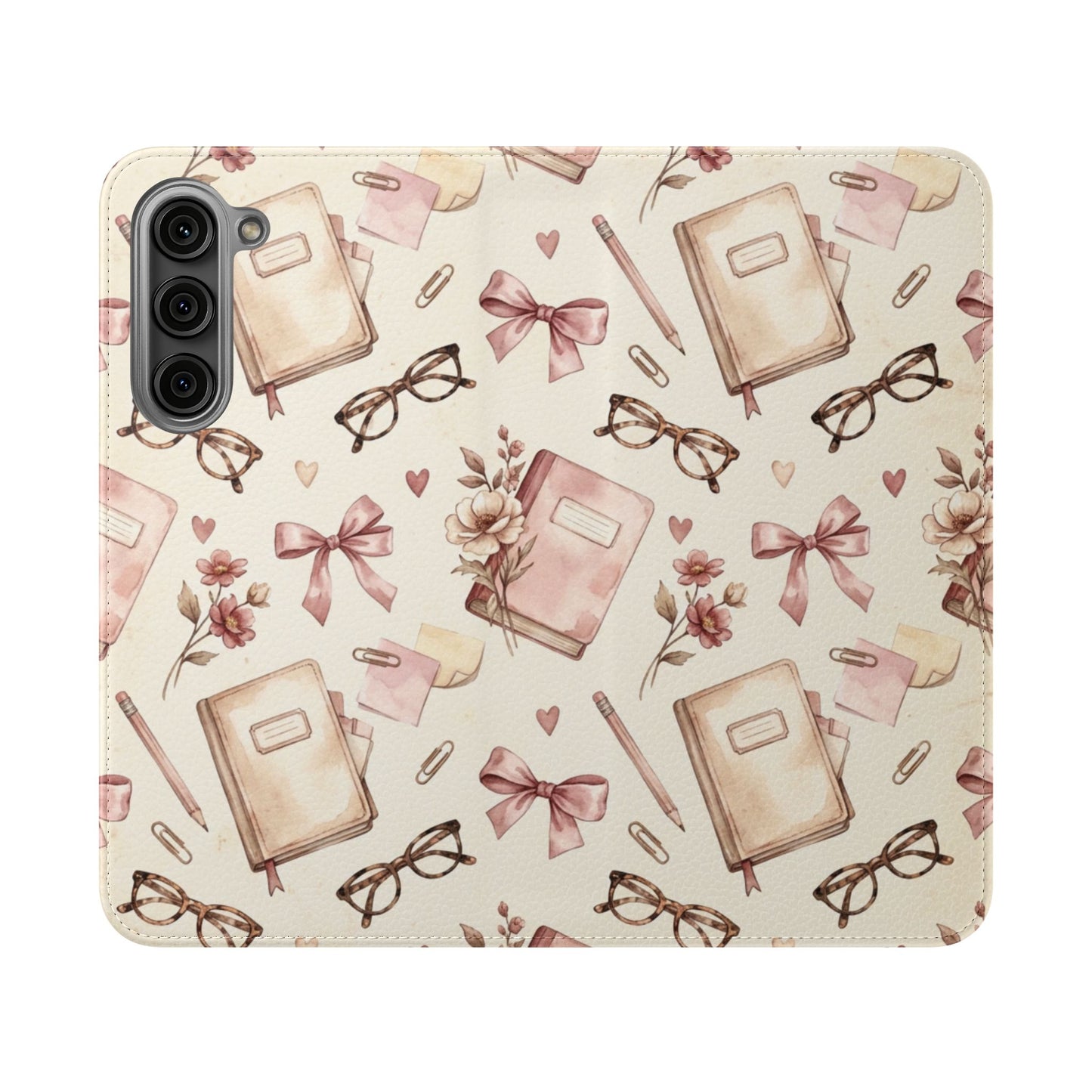 Vintage Tea & Books Flip Phone Case