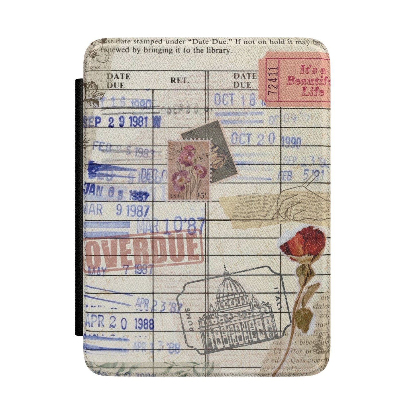 Vintage Library Stamp Kindle Case — Retro Book Lover eReader Sleeve