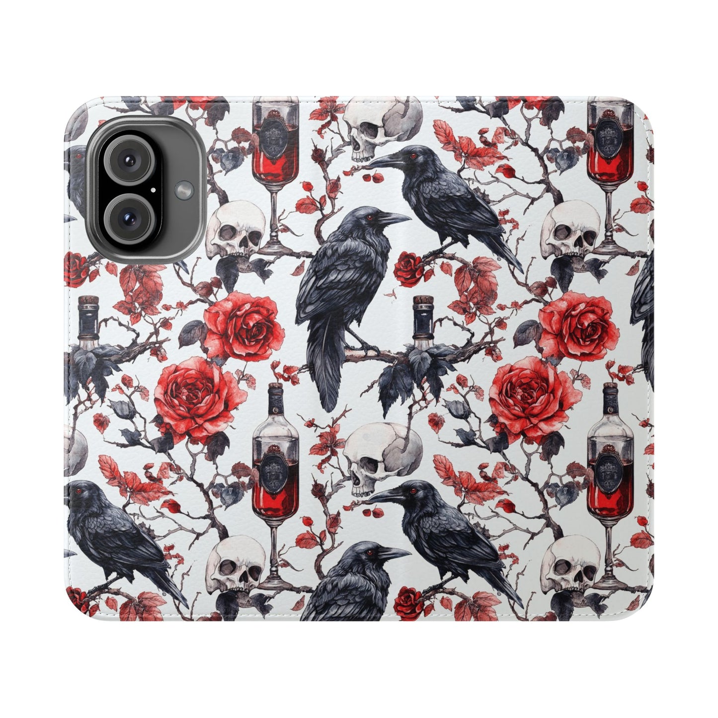 Gothic Raven & Rose Flip Phone Case