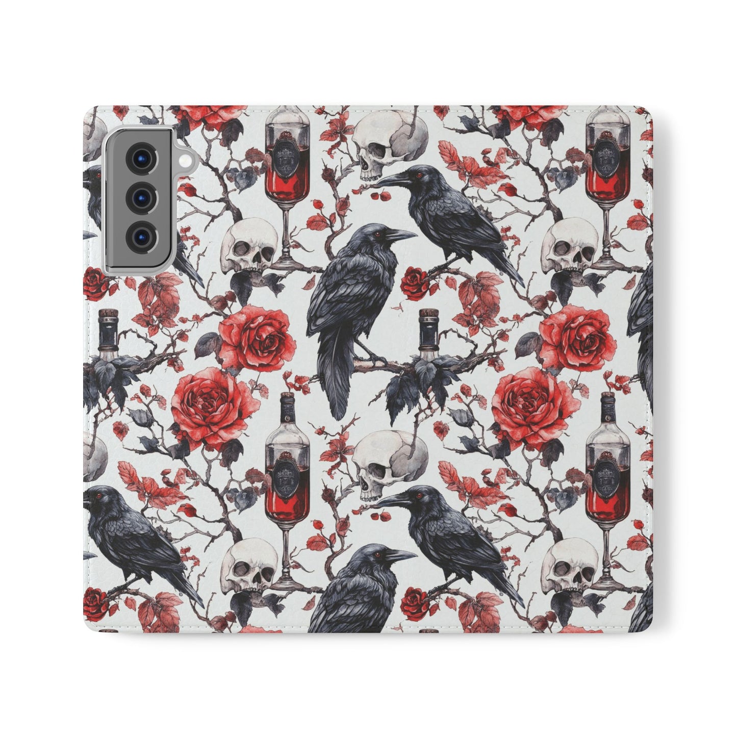 Gothic Raven & Rose Flip Phone Case
