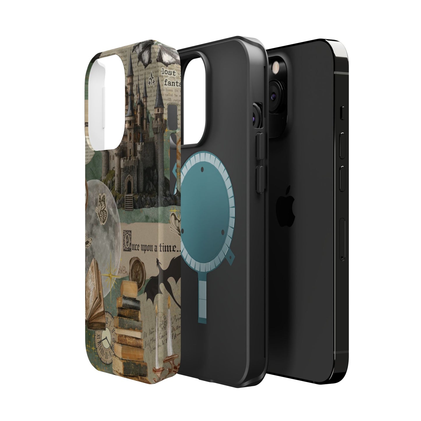 Magical Library Phone Case — Magnetic Impact-Resistant Cover with Castle & Books Collage