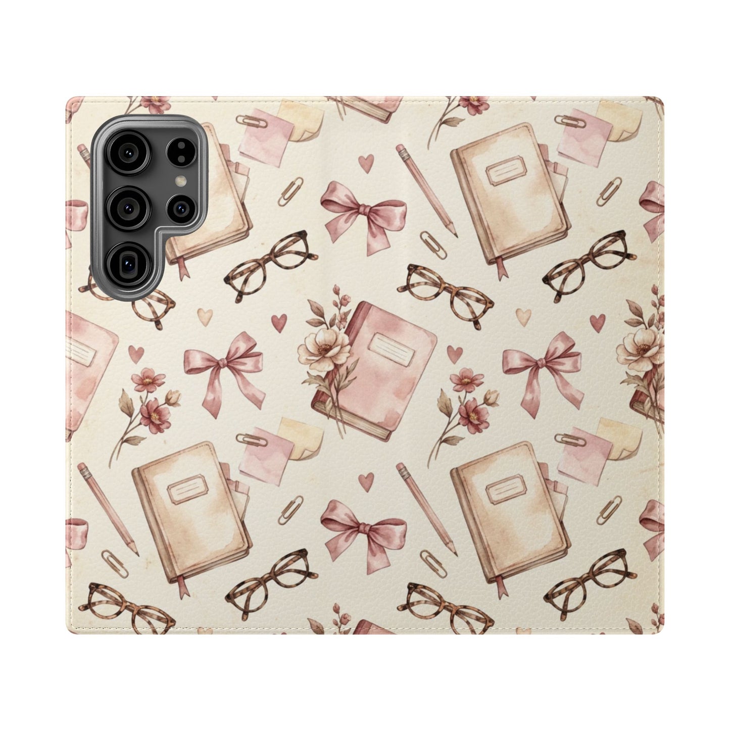 Vintage Tea & Books Flip Phone Case