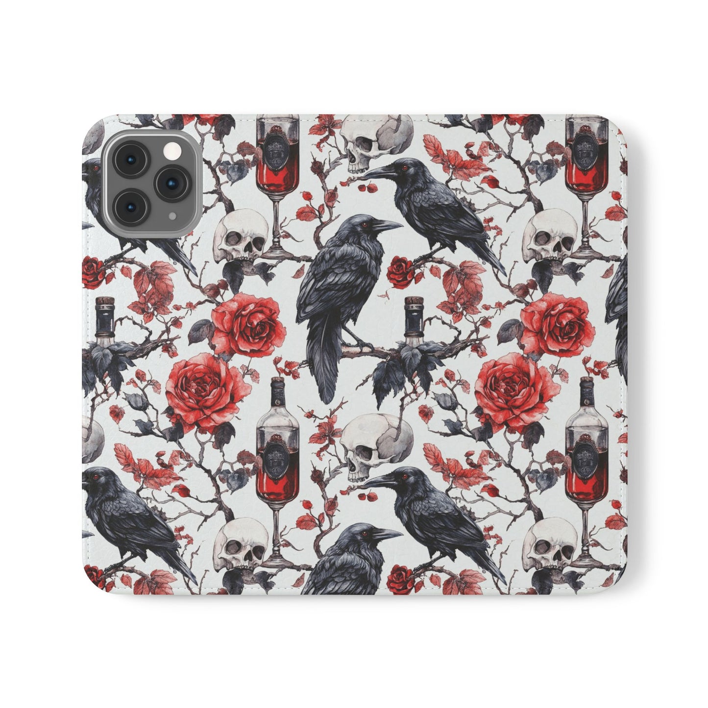 Gothic Raven & Rose Flip Phone Case