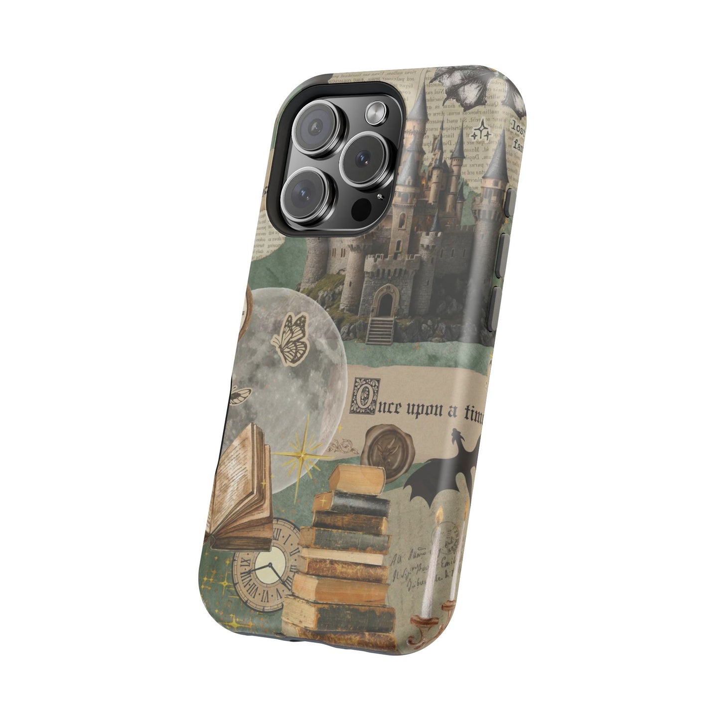 Magical Library Phone Case — Magnetic Impact-Resistant Cover with Castle & Books Collage