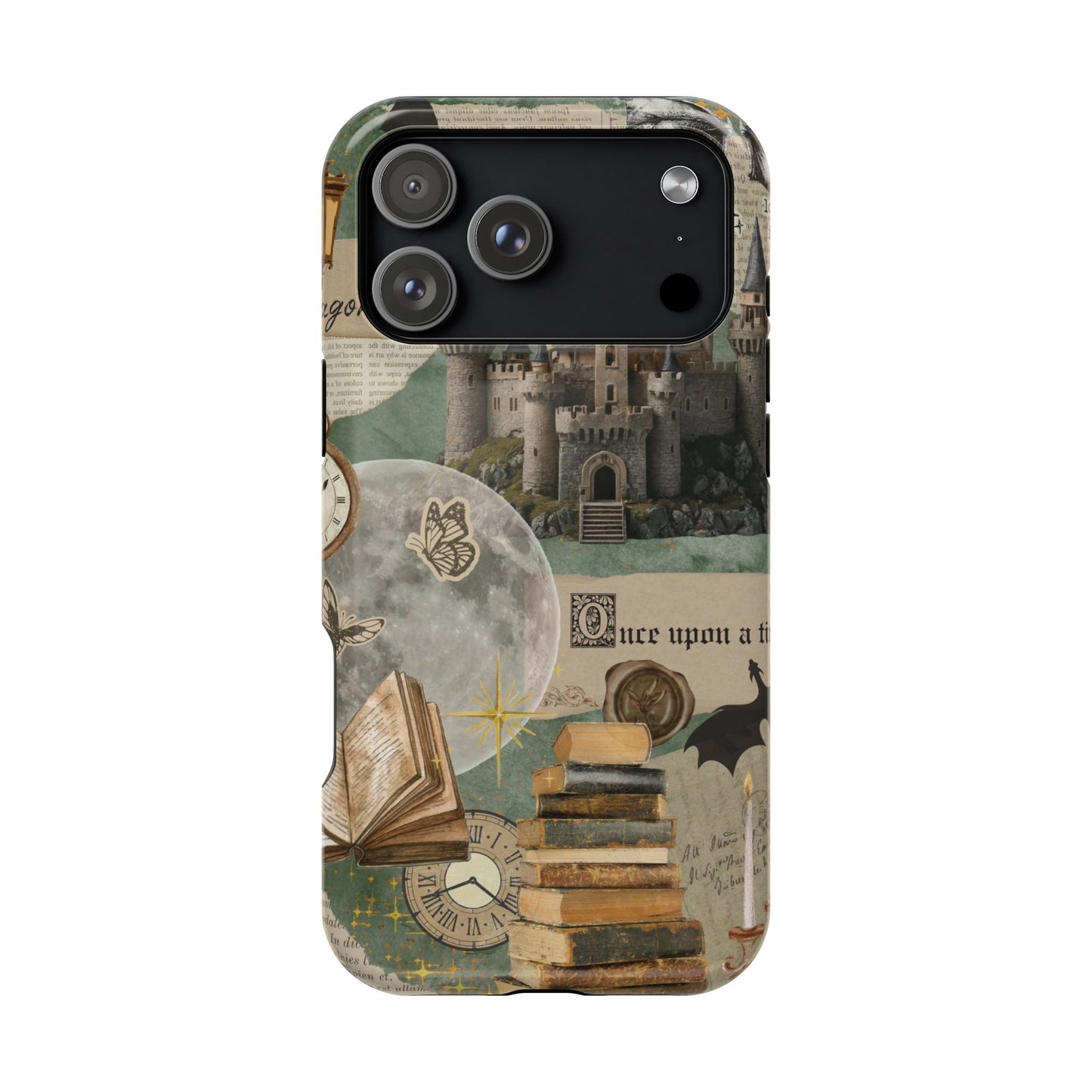 Magical Library Phone Case — Magnetic Impact-Resistant Cover with Castle & Books Collage