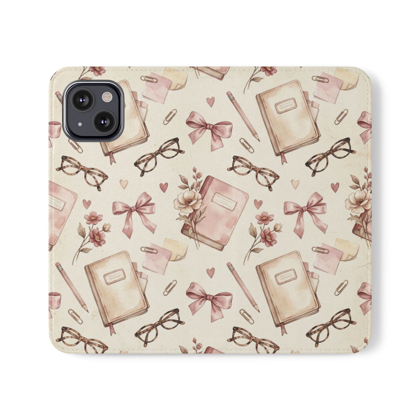 Vintage Tea & Books Flip Phone Case