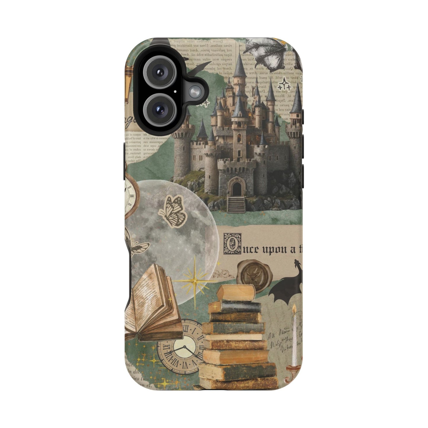 Magical Library Phone Case — Magnetic Impact-Resistant Cover with Castle & Books Collage