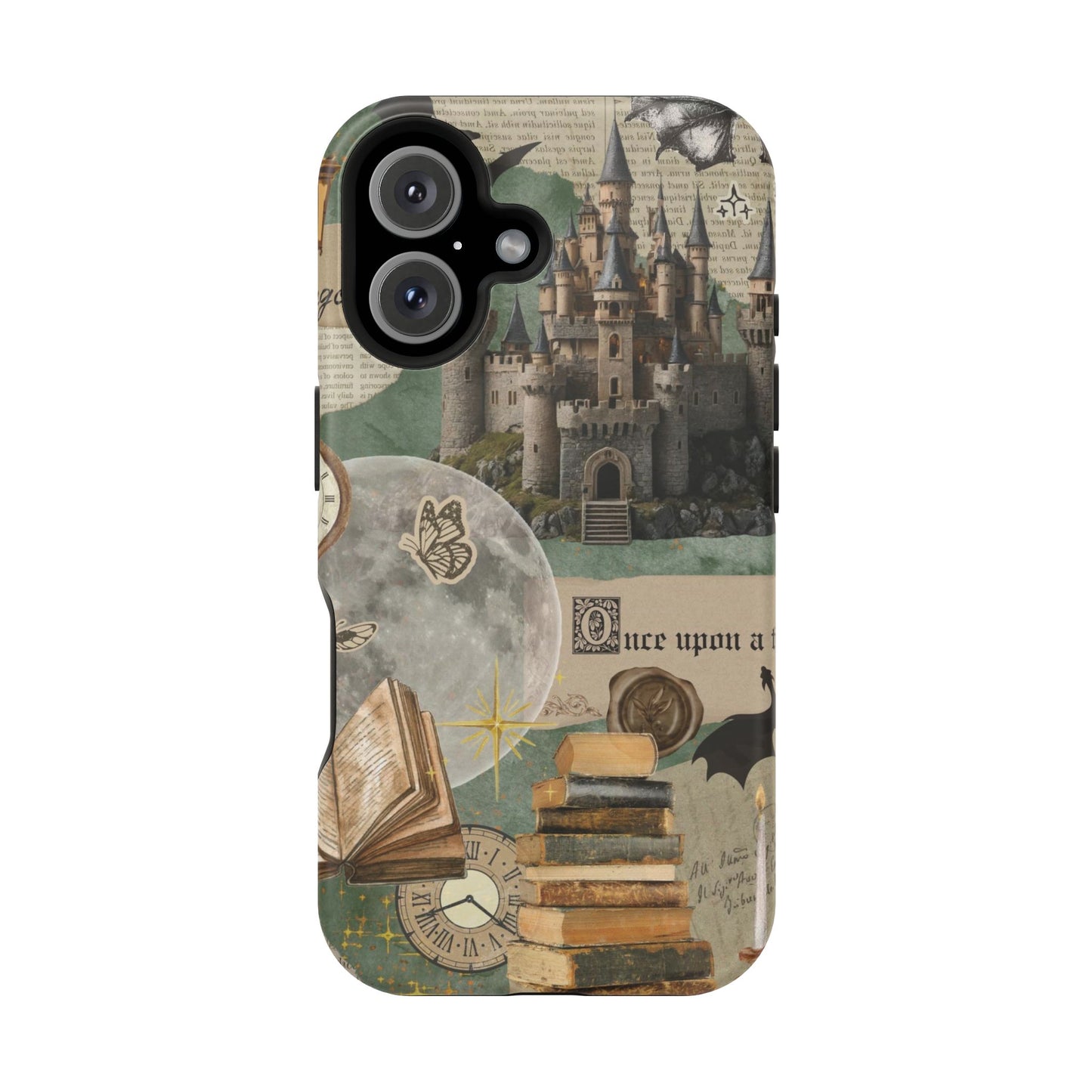 Magical Library Phone Case — Magnetic Impact-Resistant Cover with Castle & Books Collage