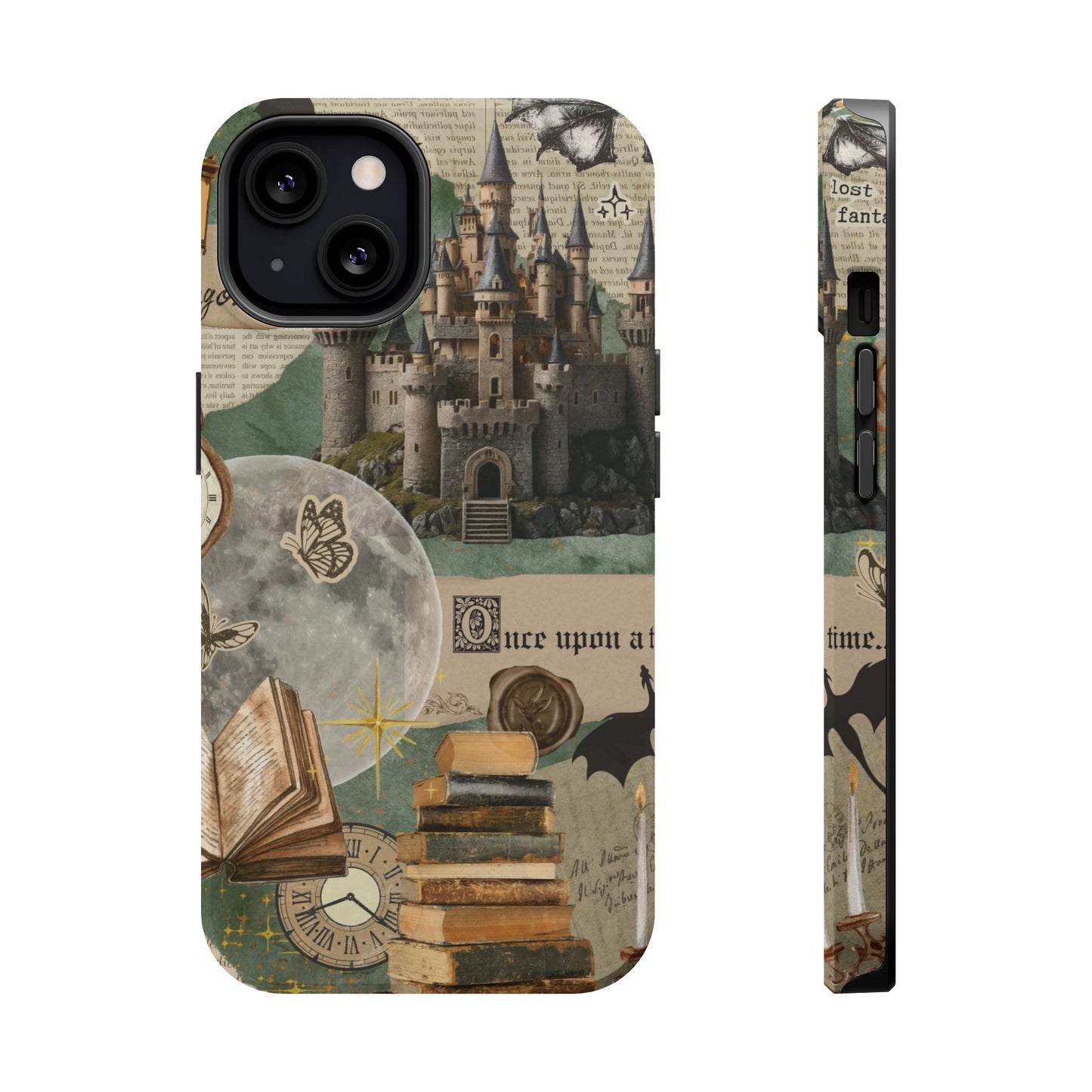 Magical Library Phone Case — Magnetic Impact-Resistant Cover with Castle & Books Collage