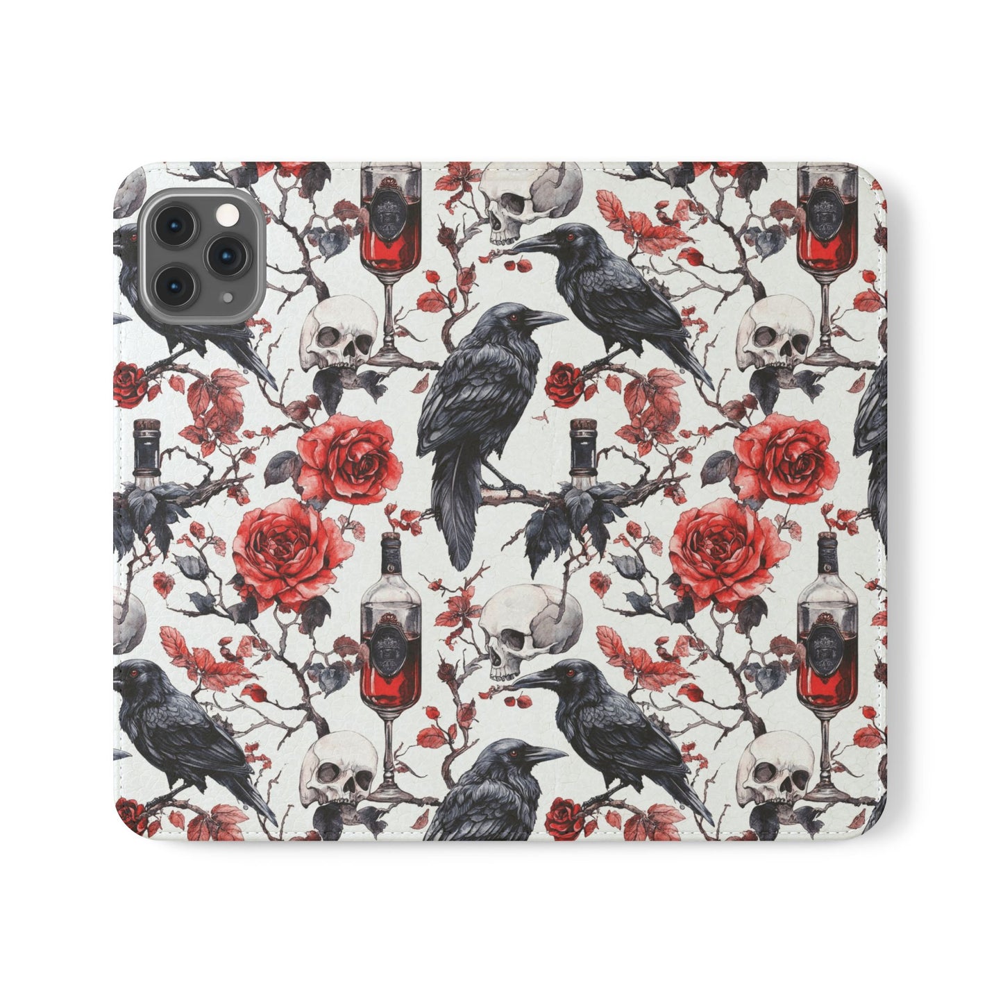 Gothic Raven & Rose Flip Phone Case