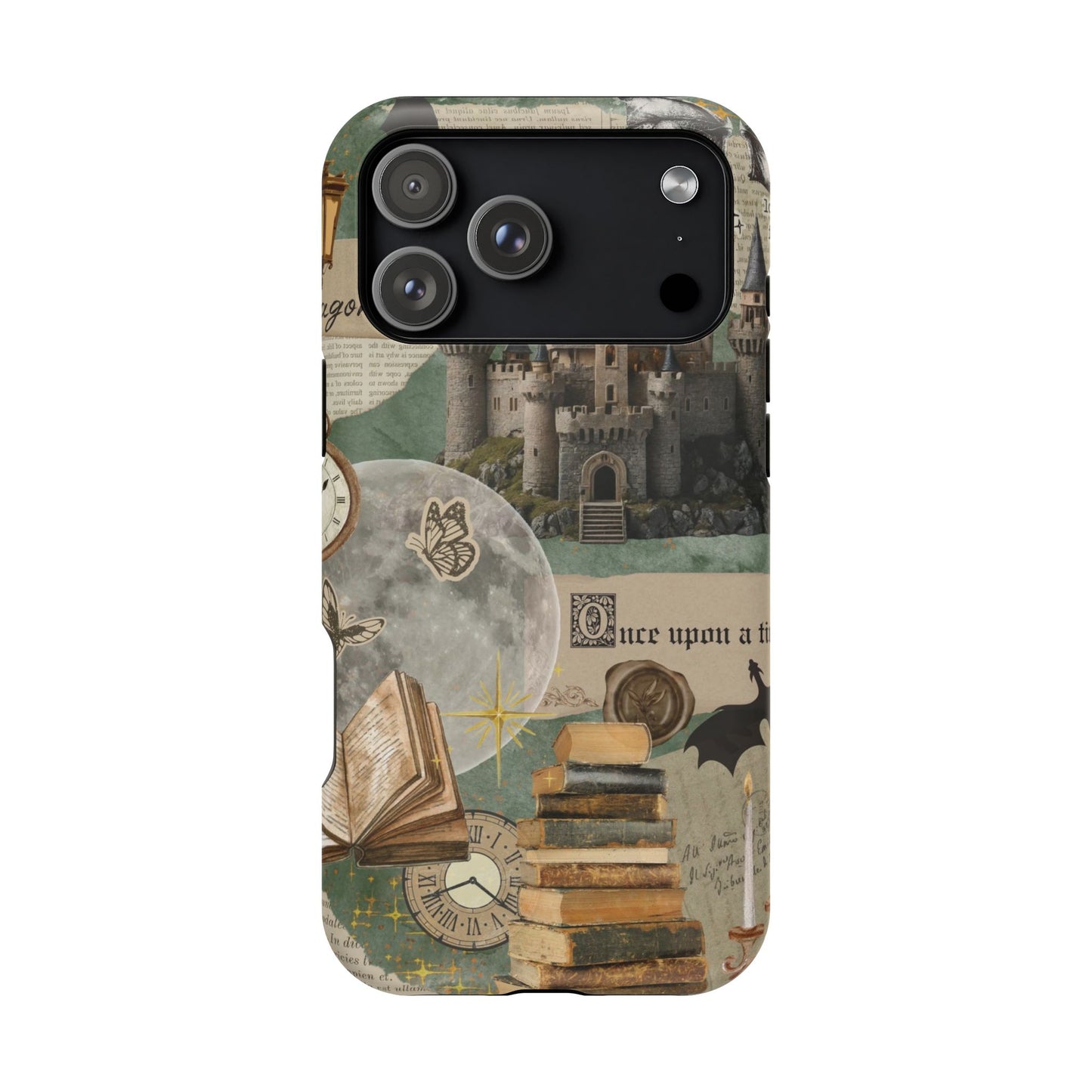 Magical Library Phone Case — Magnetic Impact-Resistant Cover with Castle & Books Collage