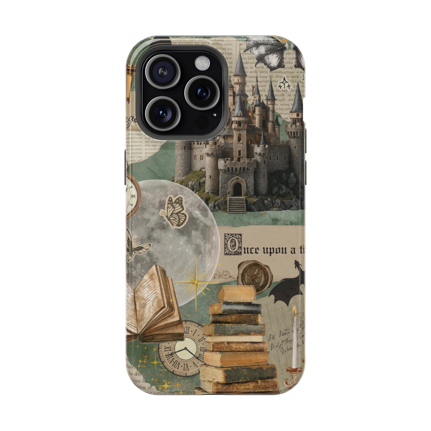 Magical Library Phone Case — Magnetic Impact-Resistant Cover with Castle & Books Collage