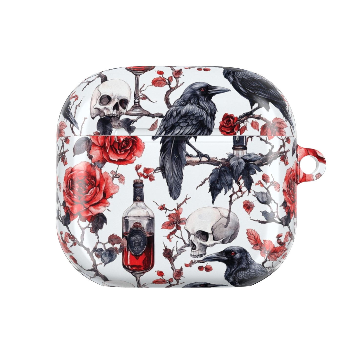 Gothic Raven & Rose AirPod Case — Skull, Bottle & Floral Protective Cover