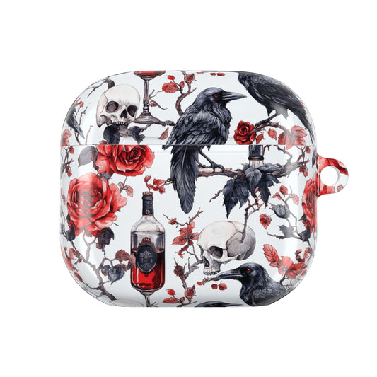 Gothic Raven & Rose AirPod Case — Skull, Bottle & Floral Protective Cover