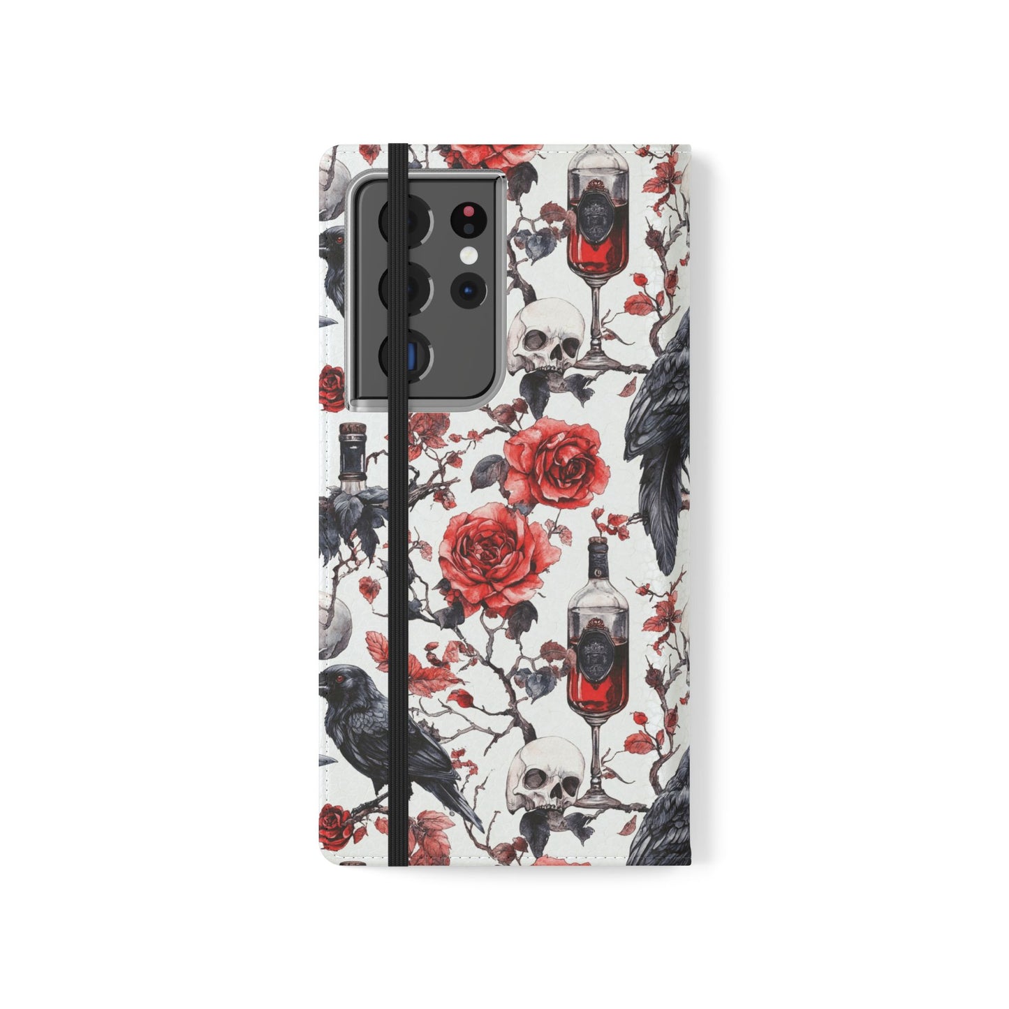 Gothic Raven & Rose Flip Phone Case