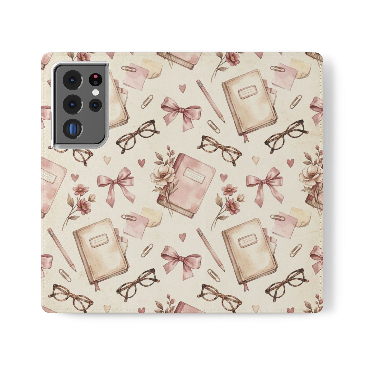 Vintage Tea & Books Flip Phone Case