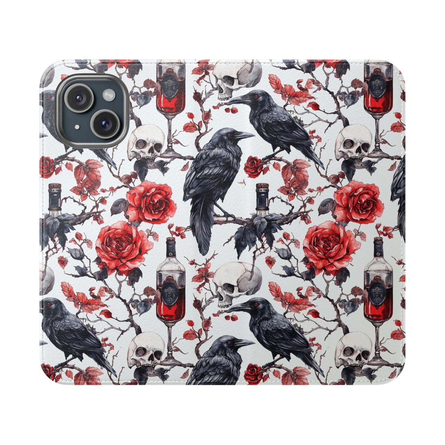 Gothic Raven & Rose Flip Phone Case