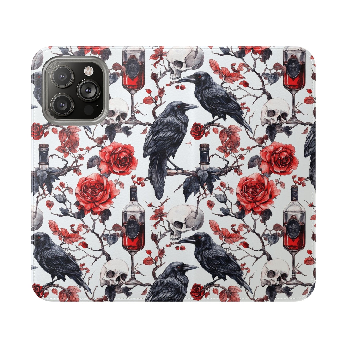 Gothic Raven & Rose Flip Phone Case