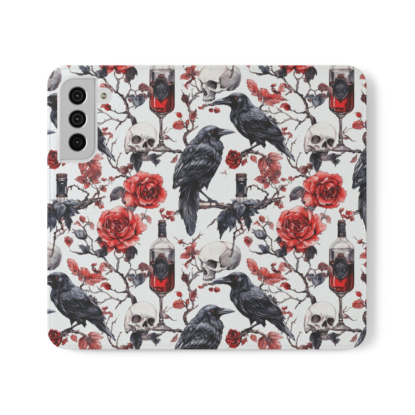 Gothic Raven & Rose Flip Phone Case