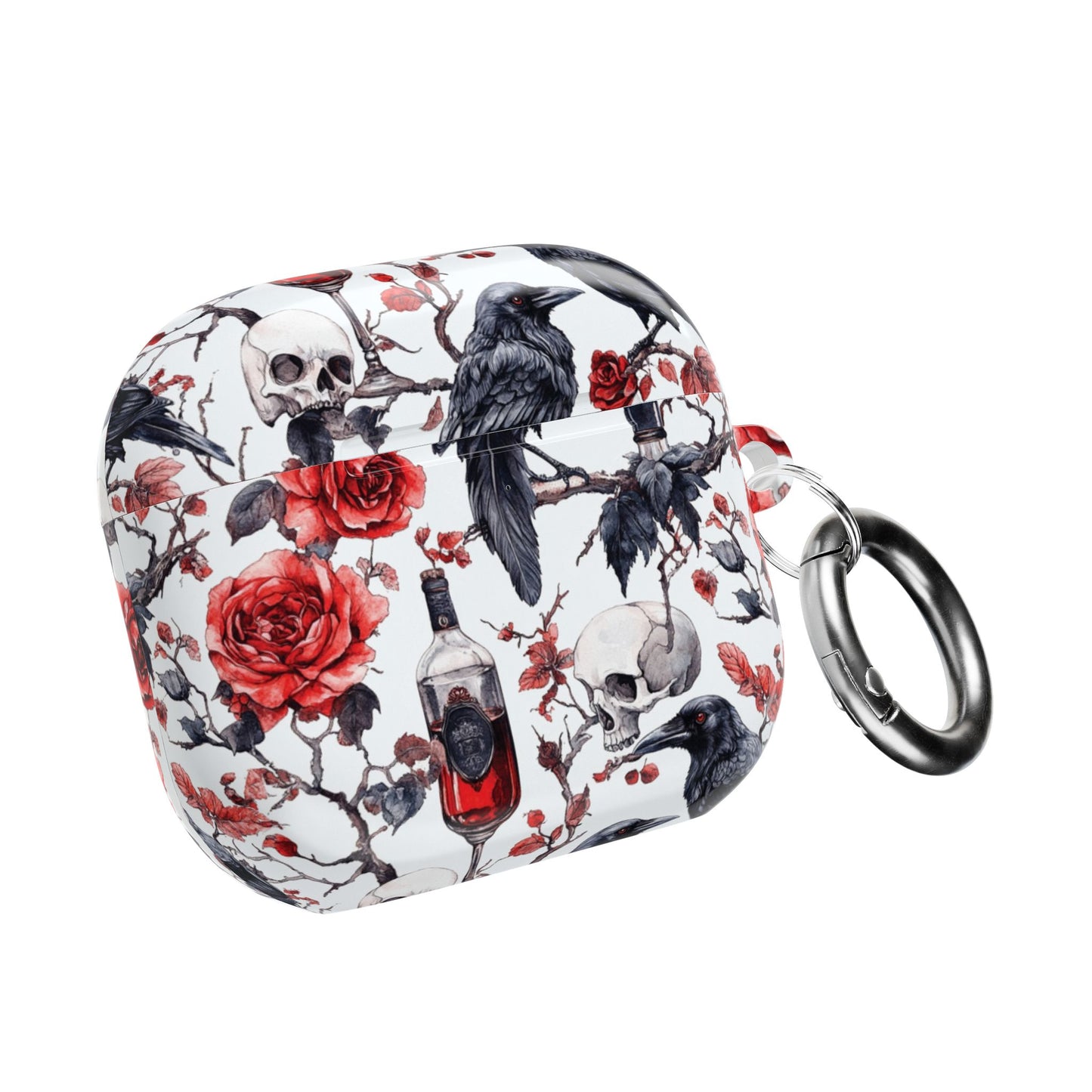 Gothic Raven & Rose AirPod Case — Skull, Bottle & Floral Protective Cover
