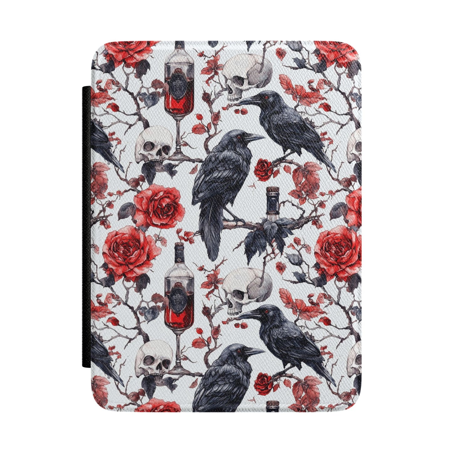 Gothic Raven & Roses Kindle Case — Skull, Bottle & Floral E-Reader Cover