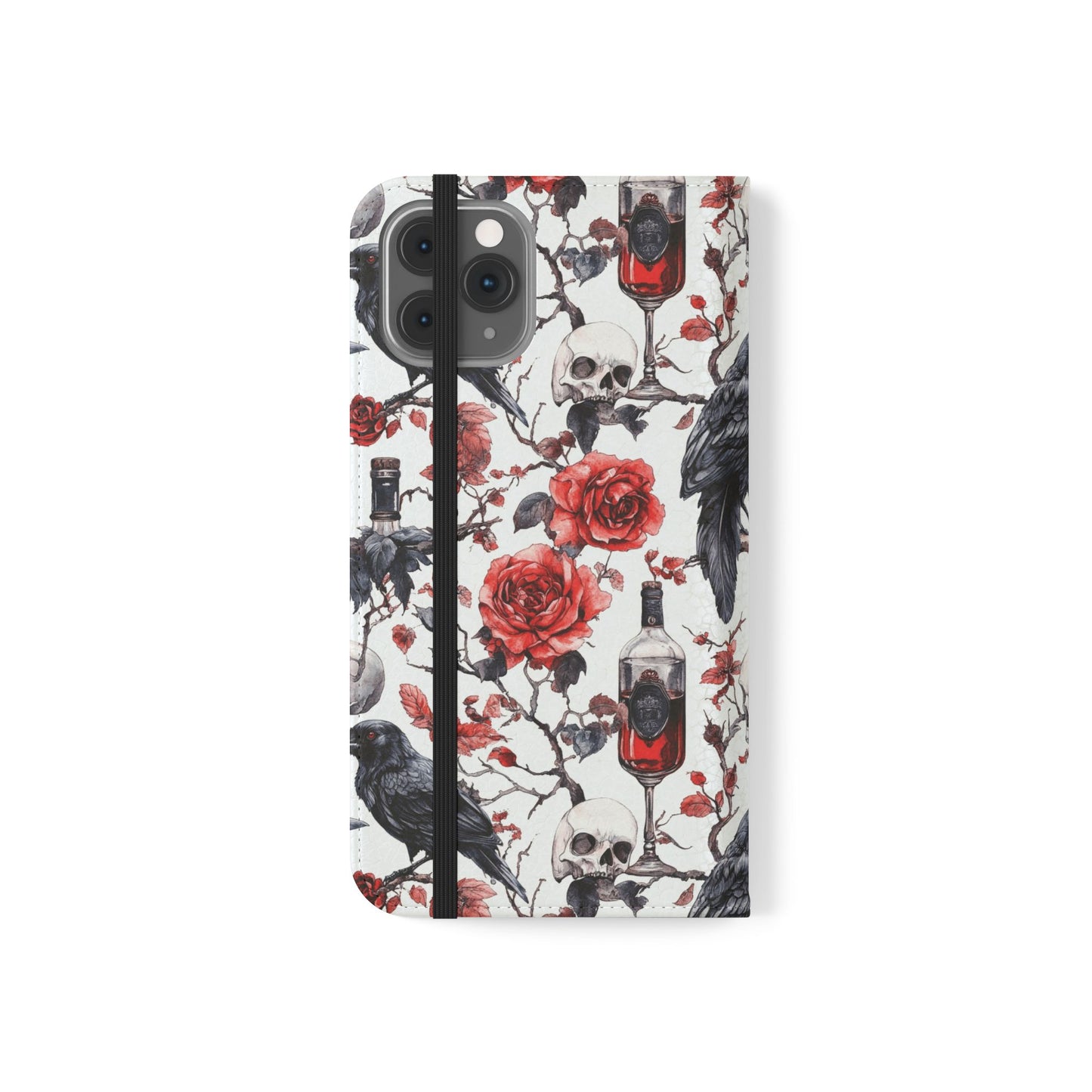 Gothic Raven & Rose Flip Phone Case