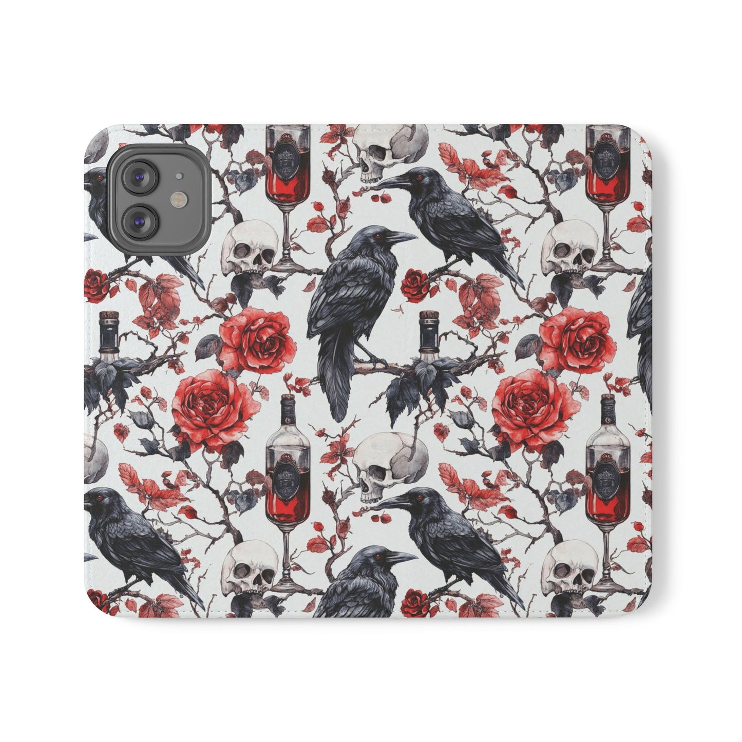 Gothic Raven & Rose Flip Phone Case