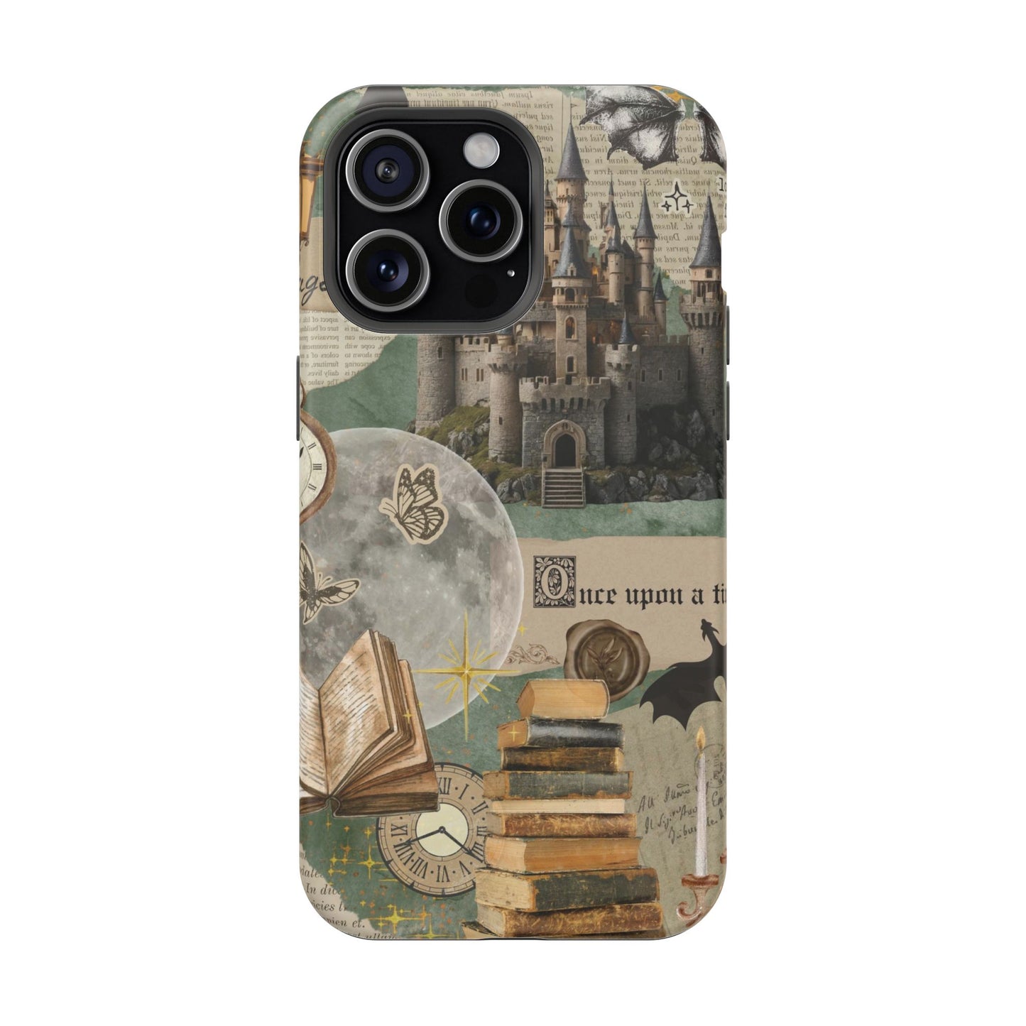 Magical Library Phone Case — Magnetic Impact-Resistant Cover with Castle & Books Collage