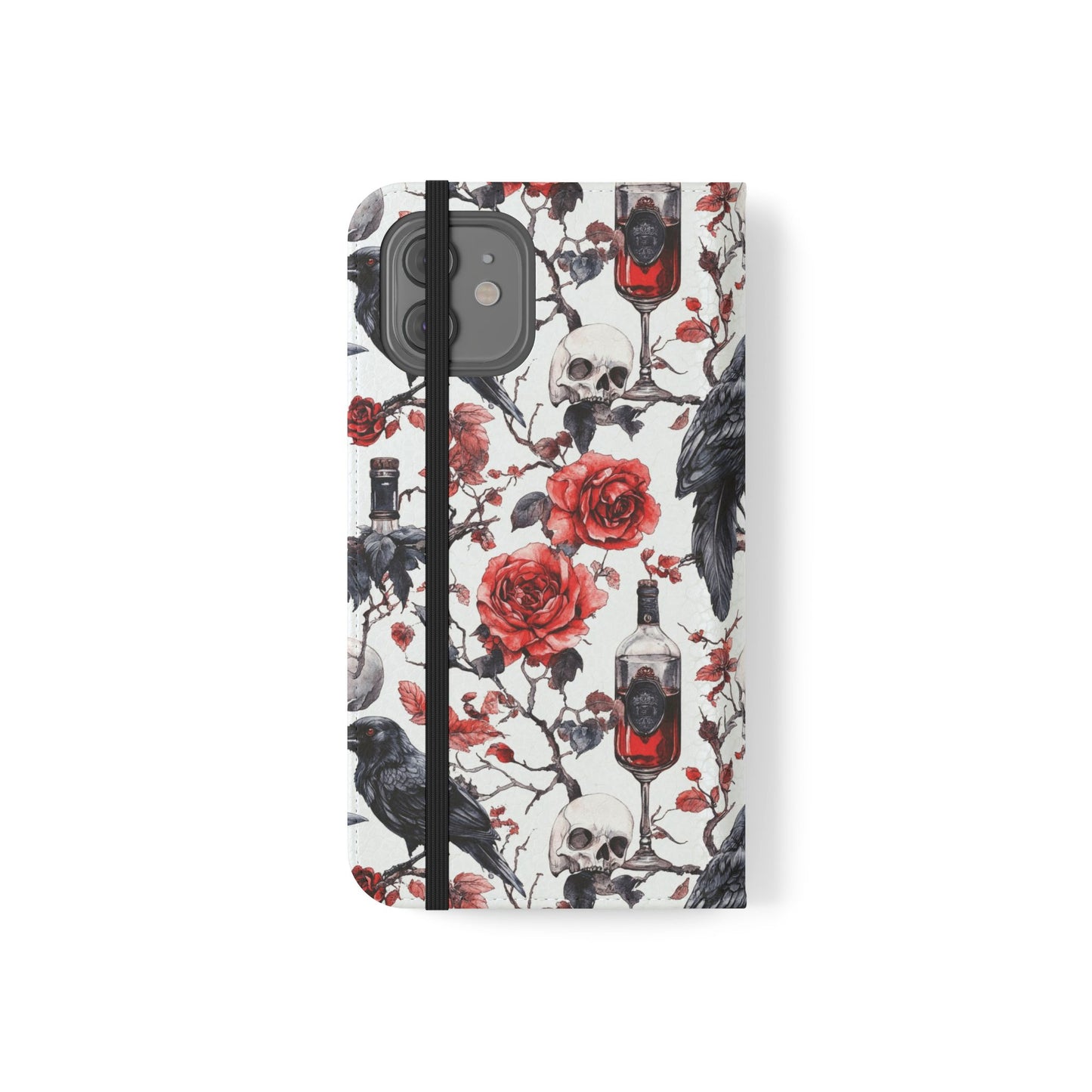 Gothic Raven & Rose Flip Phone Case