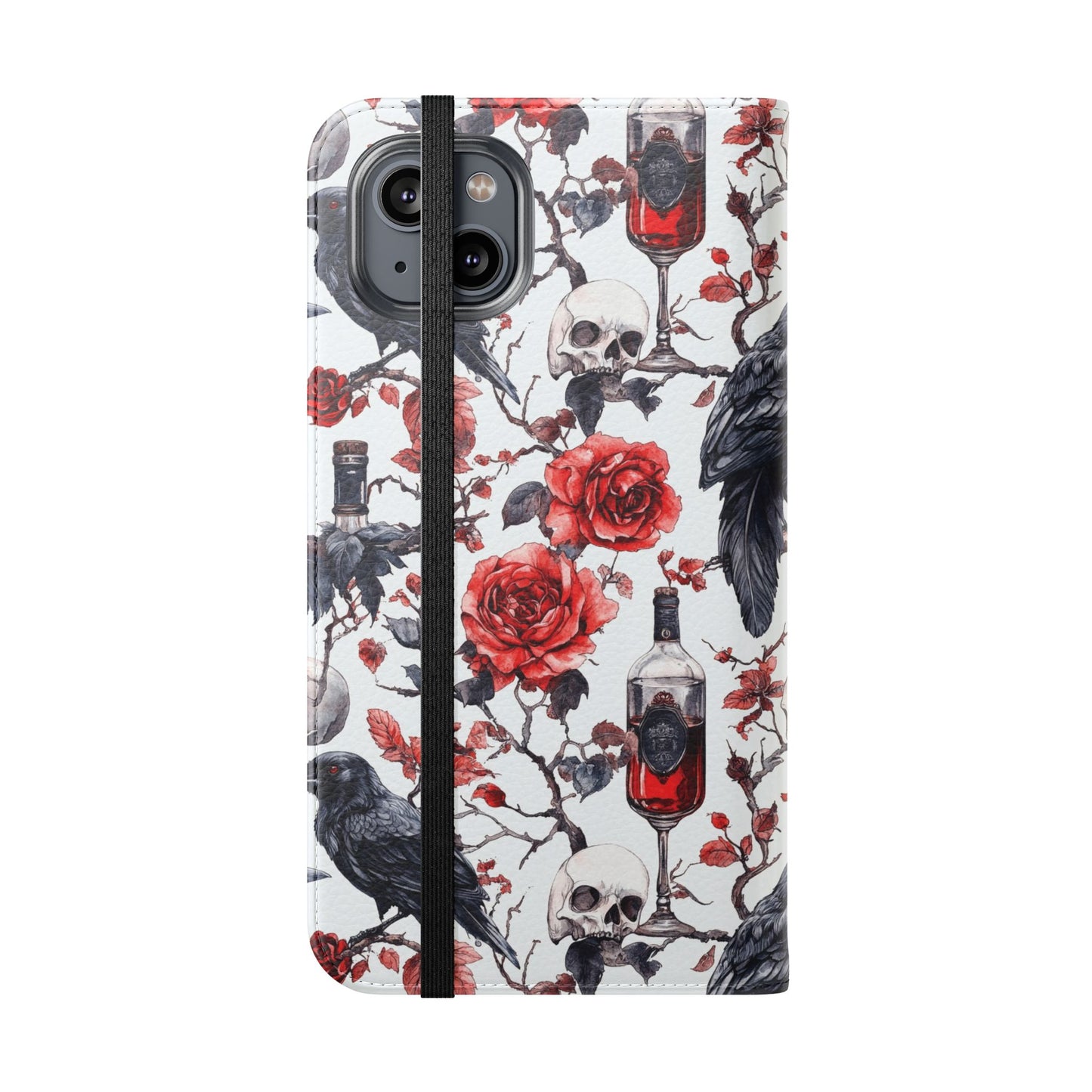 Gothic Raven & Rose Flip Phone Case