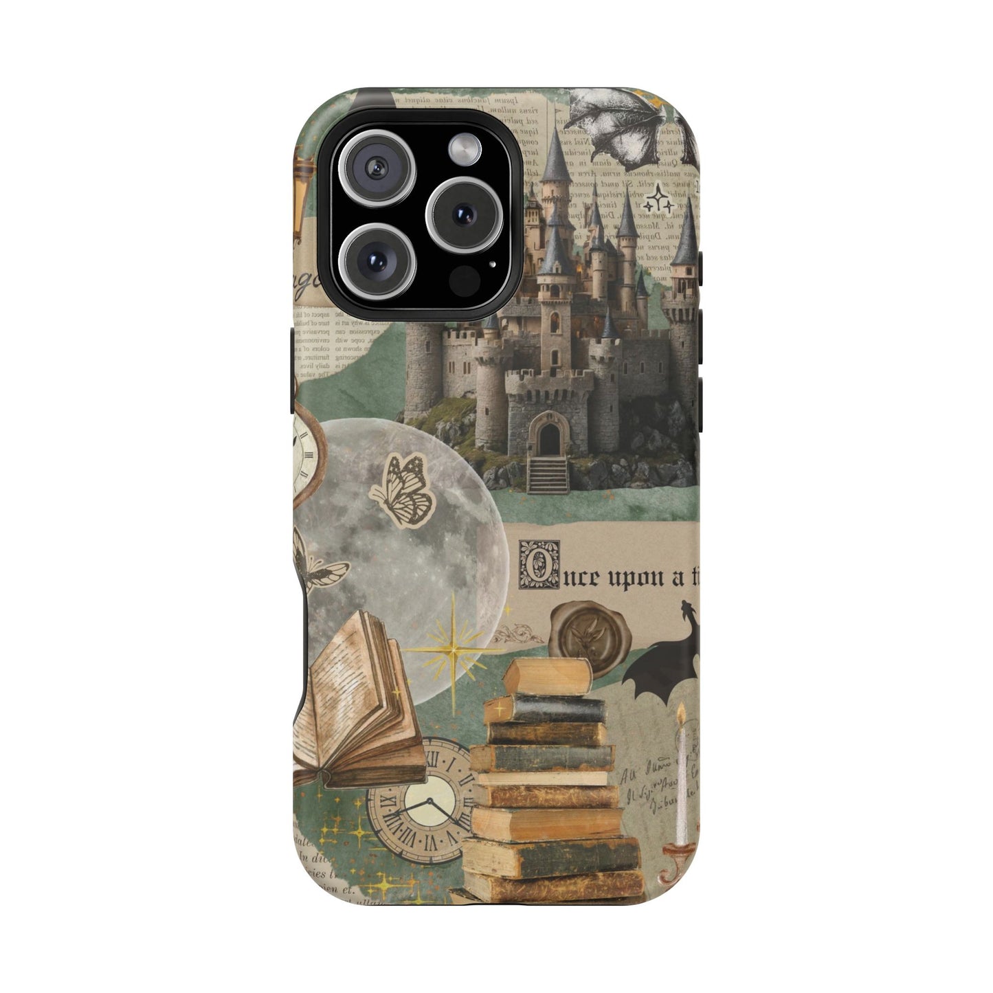 Magical Library Phone Case — Magnetic Impact-Resistant Cover with Castle & Books Collage