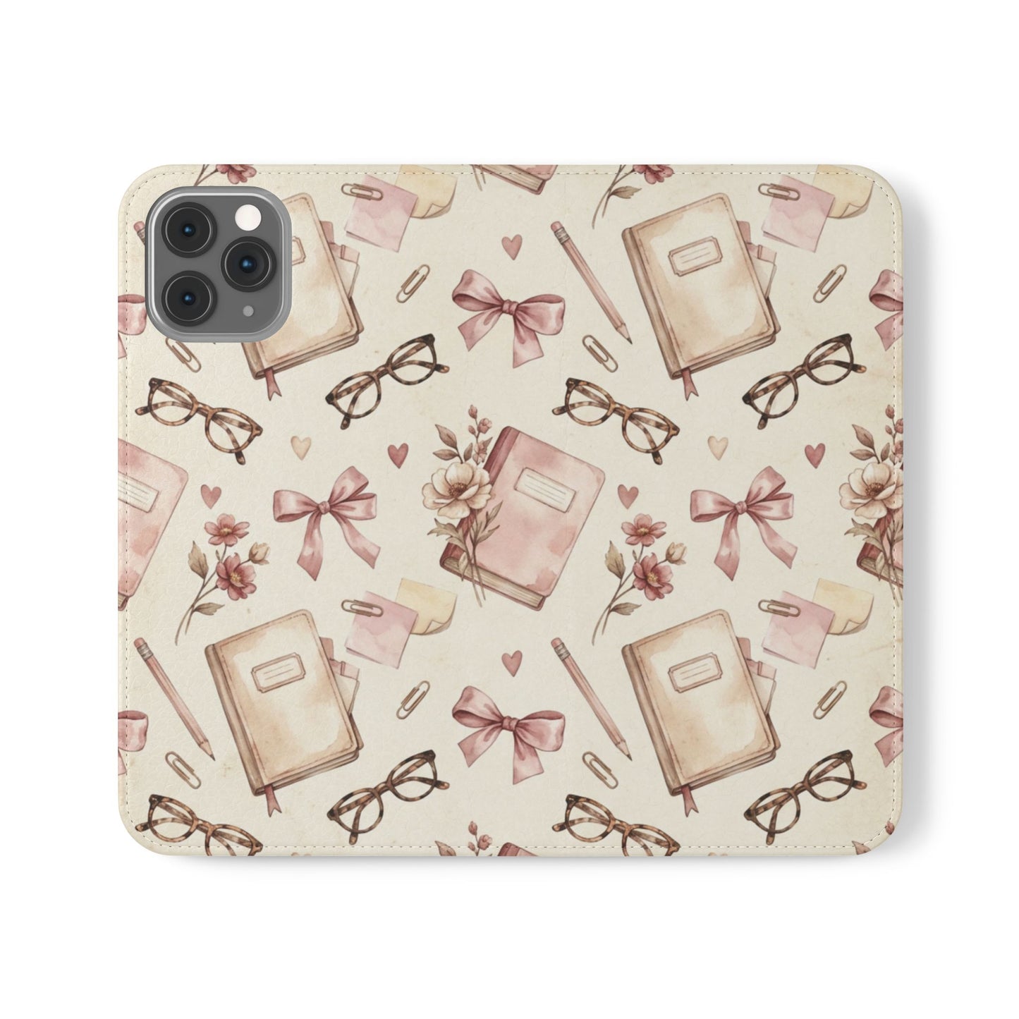 Vintage Tea & Books Flip Phone Case