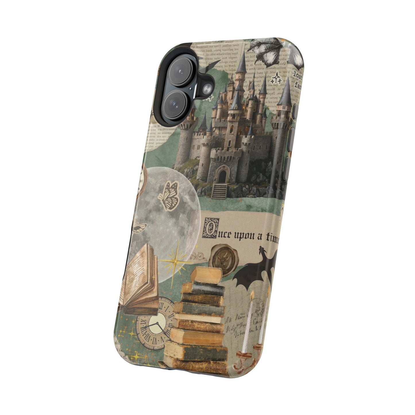Magical Library Phone Case — Magnetic Impact-Resistant Cover with Castle & Books Collage
