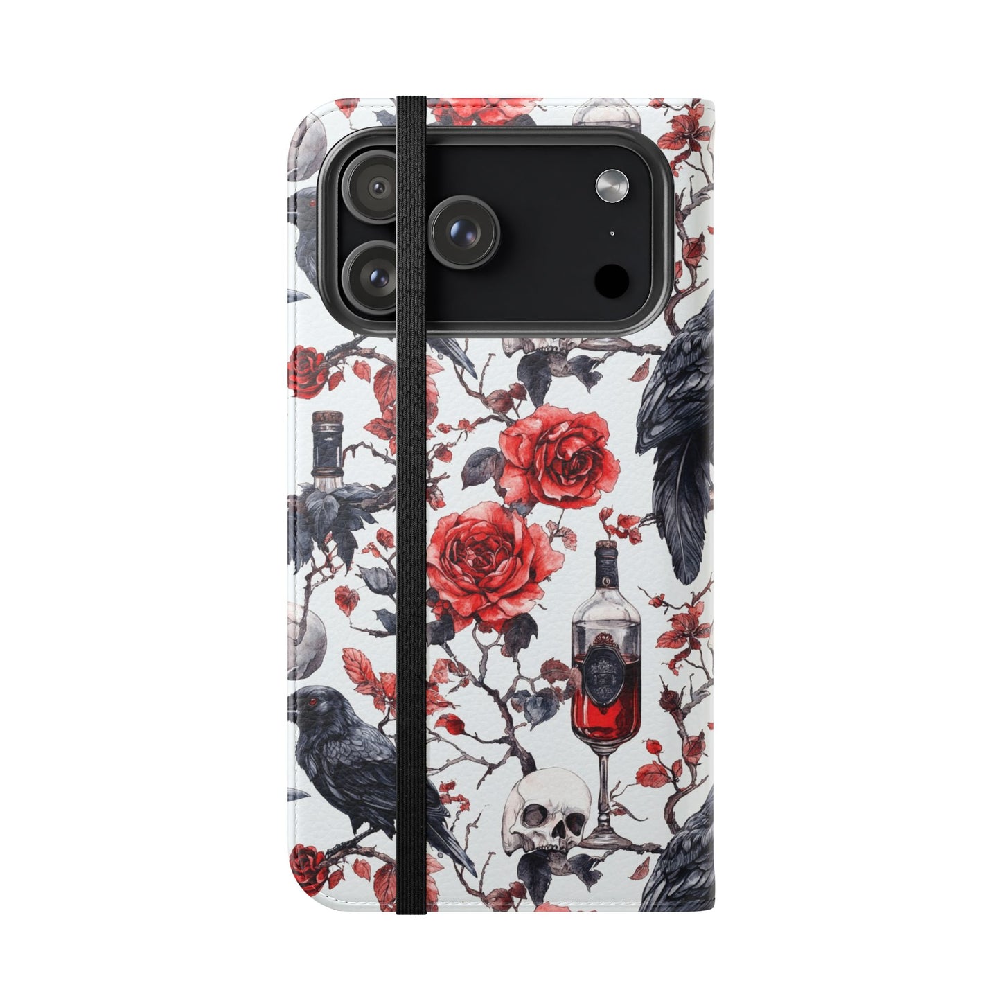 Gothic Raven & Rose Flip Phone Case