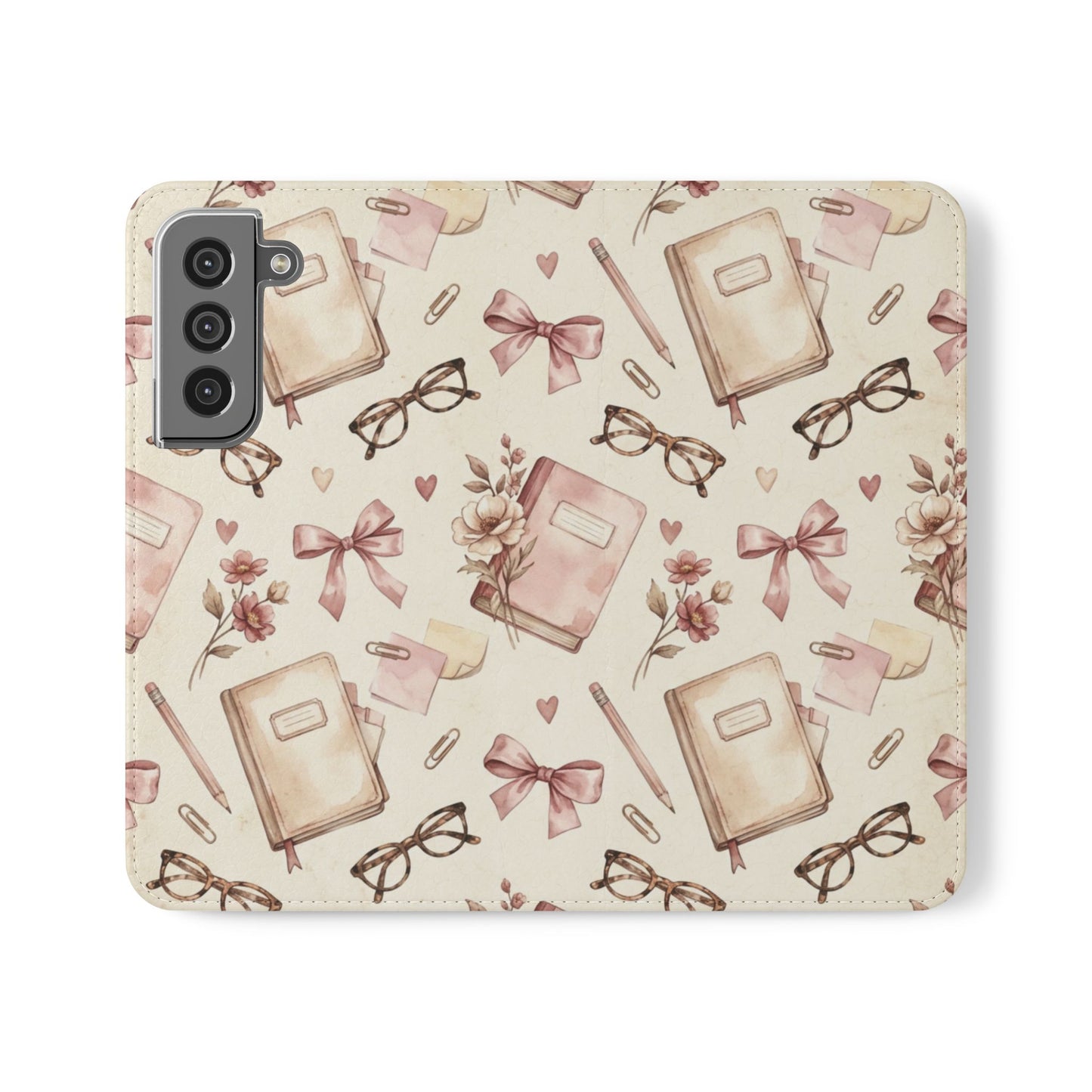 Vintage Tea & Books Flip Phone Case