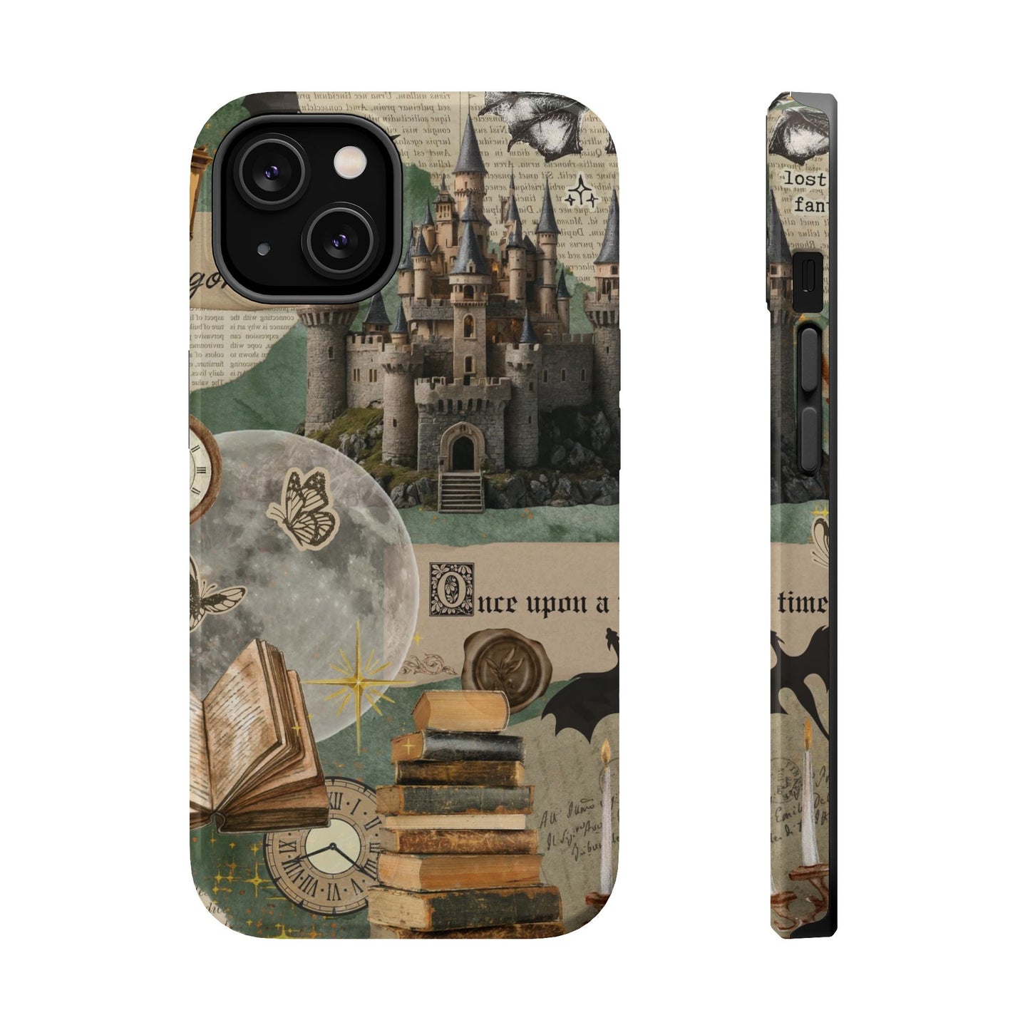 Magical Library Phone Case — Magnetic Impact-Resistant Cover with Castle & Books Collage