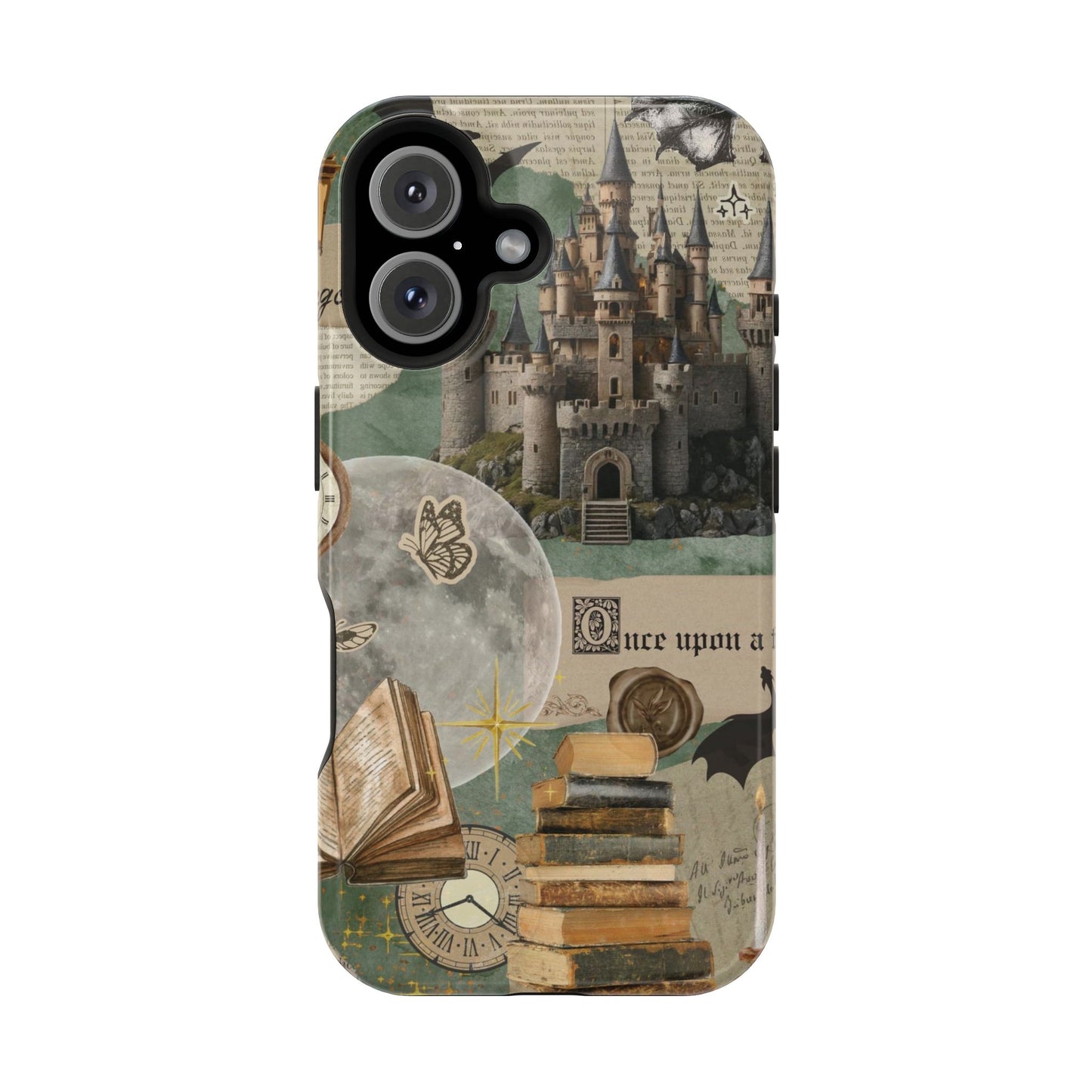 Magical Library Phone Case — Magnetic Impact-Resistant Cover with Castle & Books Collage
