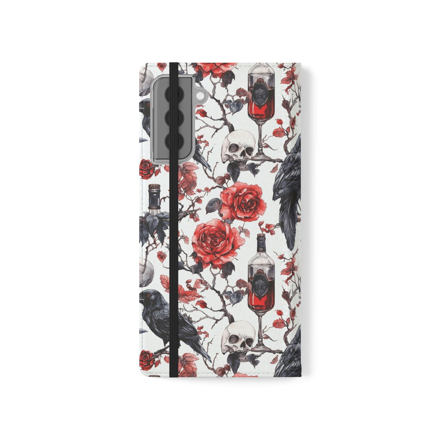Gothic Raven & Rose Flip Phone Case