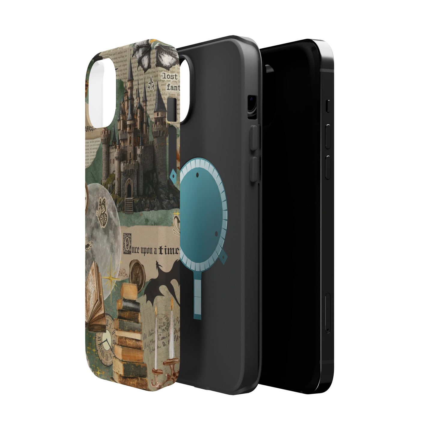 Magical Library Phone Case — Magnetic Impact-Resistant Cover with Castle & Books Collage