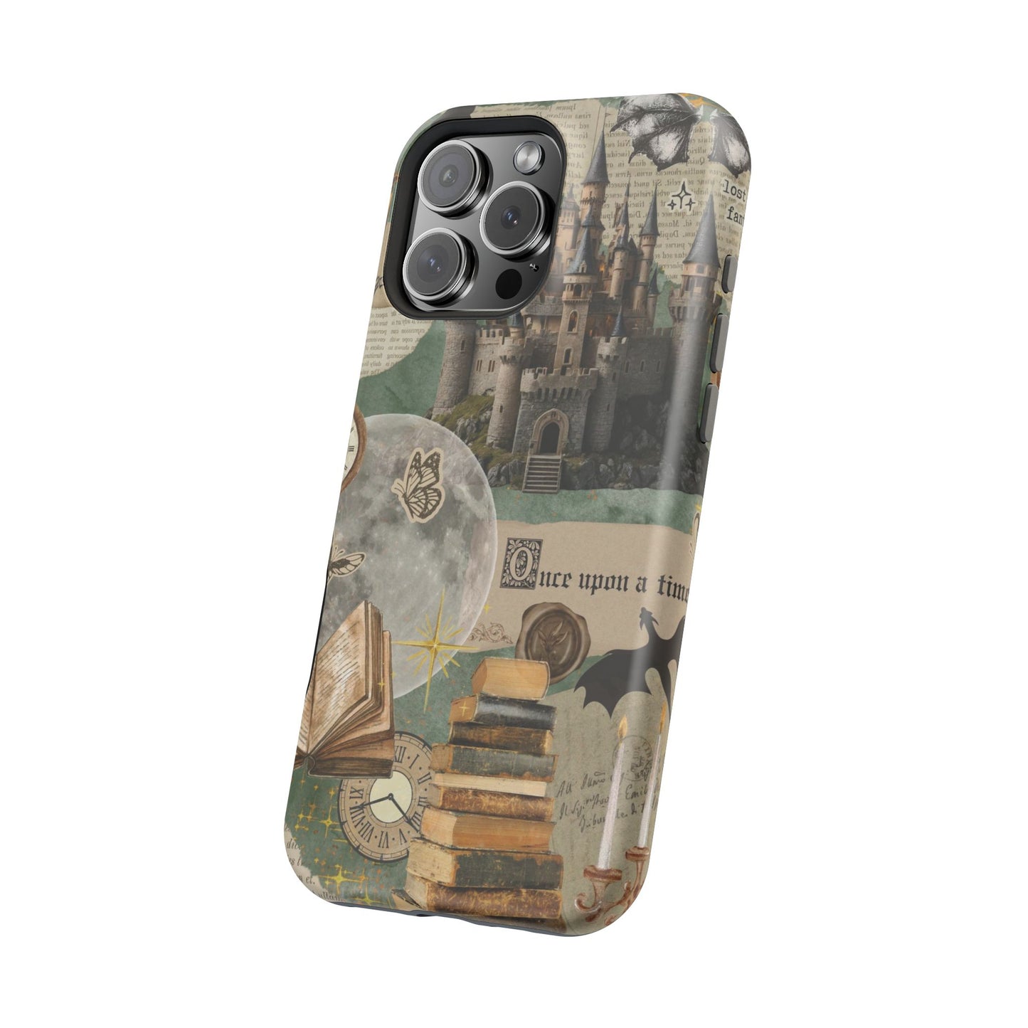 Magical Library Phone Case — Magnetic Impact-Resistant Cover with Castle & Books Collage